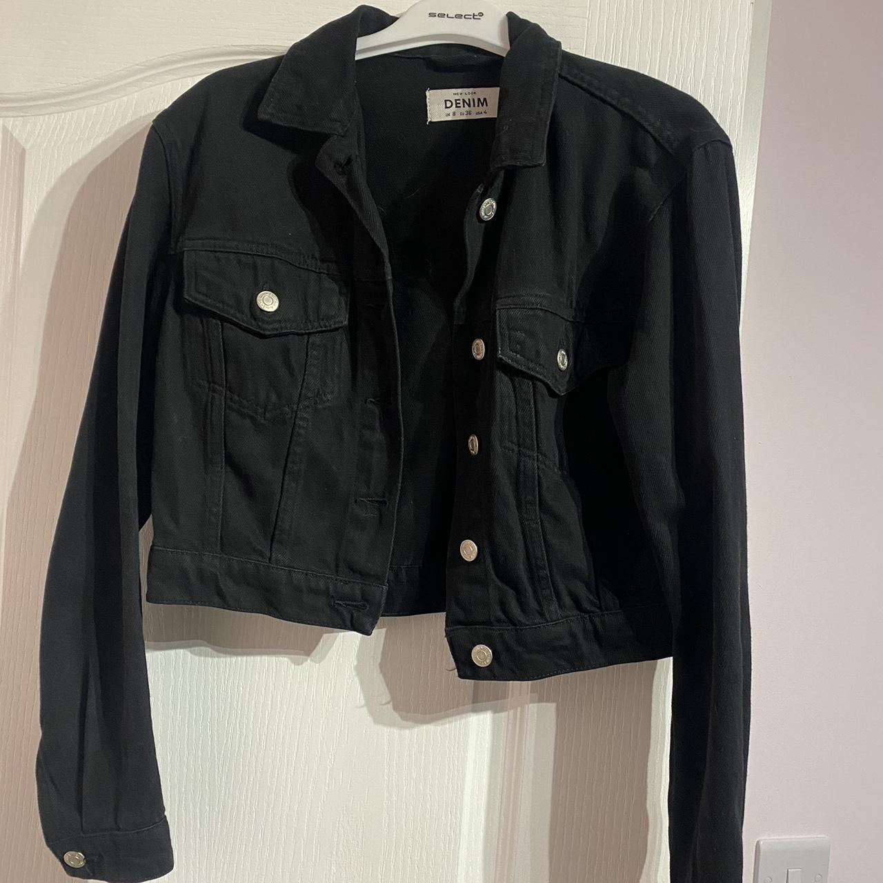 Black cropped denim jacket new look best sale