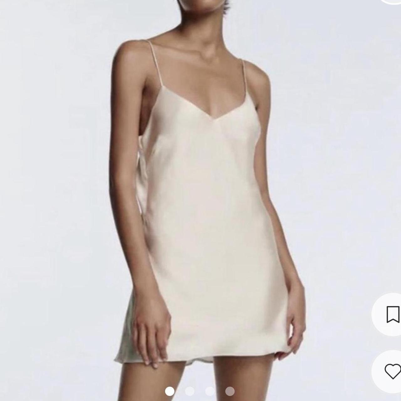 Zara white satin mini dress Super pretty satin - Depop