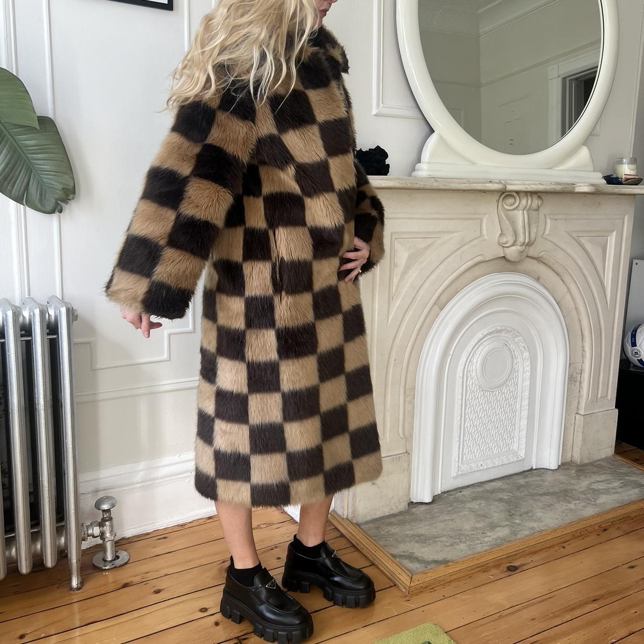 Fur Collar Stand Studio Checkerboard Coat Selling My Beloved