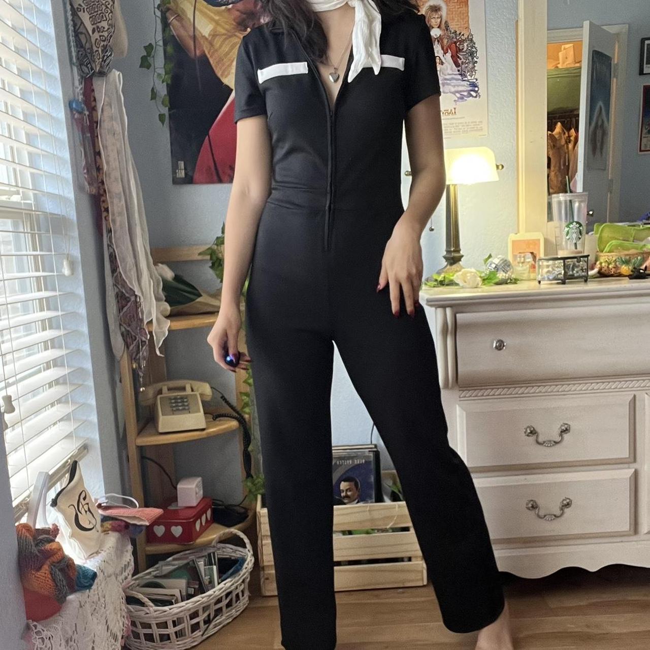 Cider Women's Black and White Jumpsuit Depop