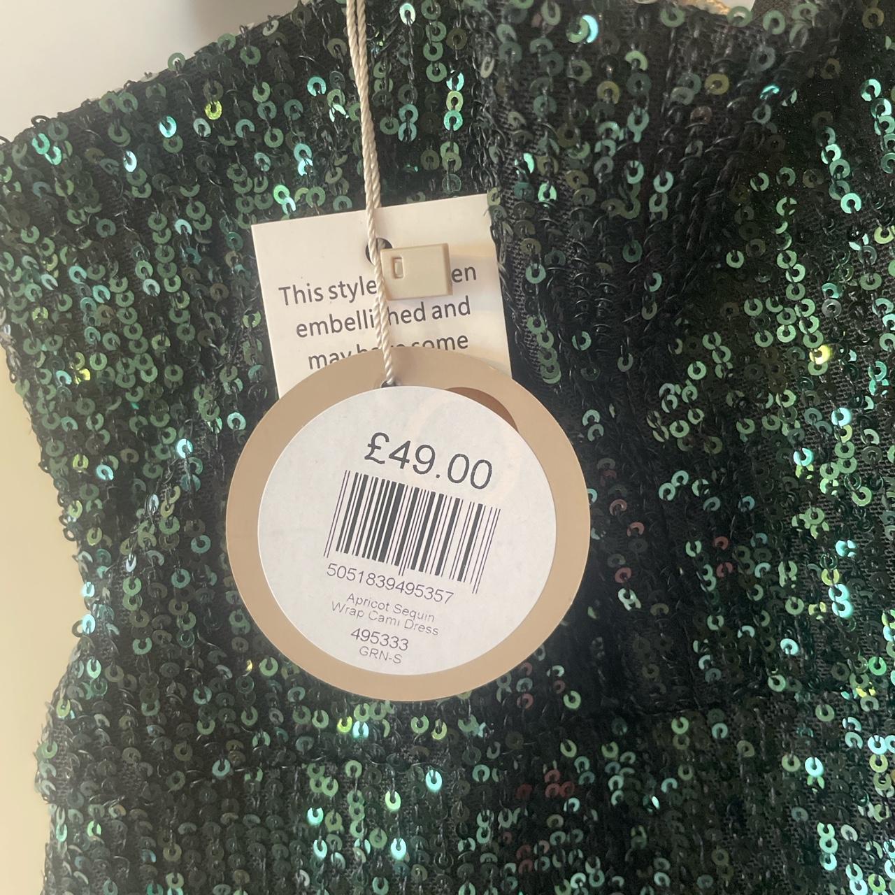 Apricot Green Sequin Midi Dress Size 10/Brand New... Depop