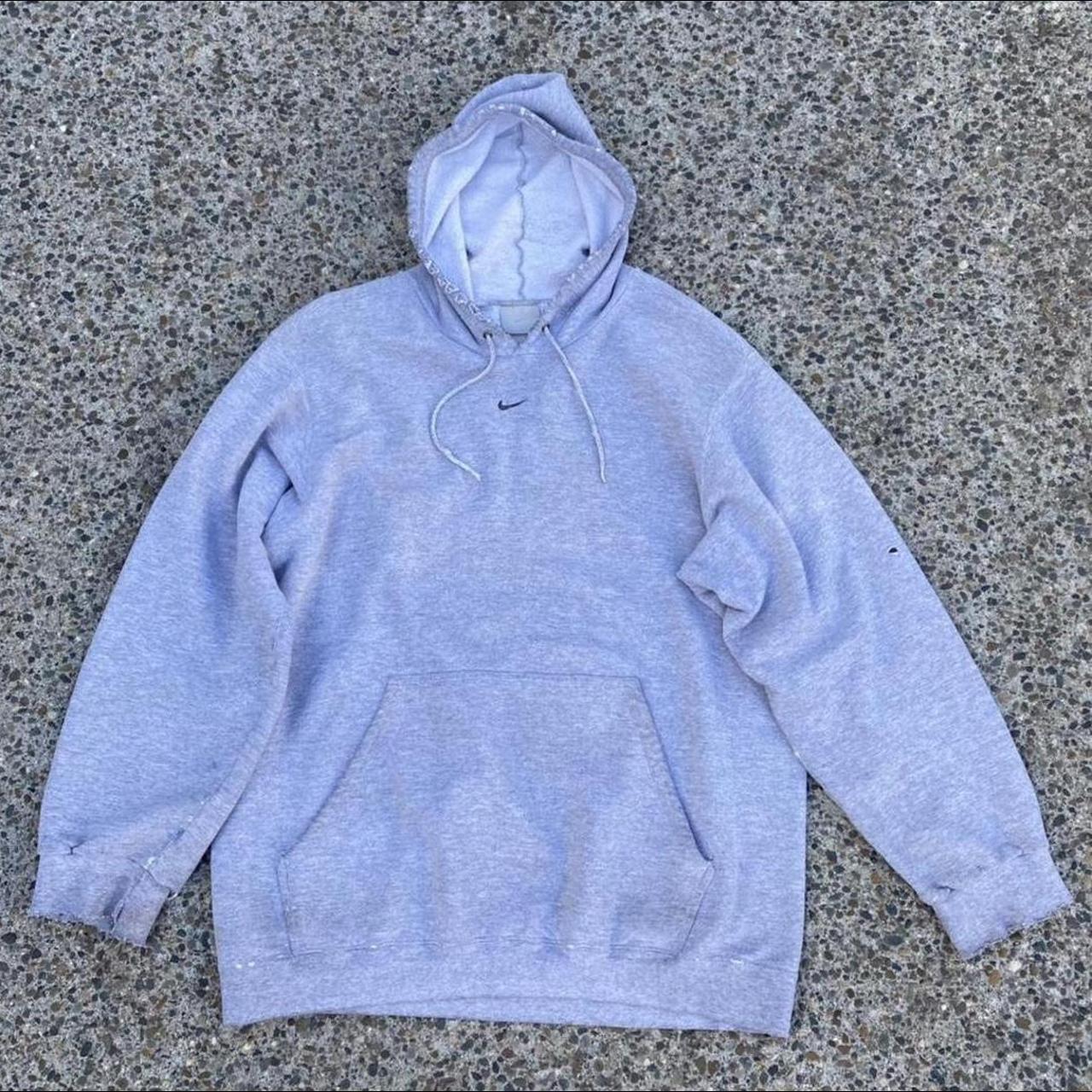 Nike centre swoosh hoodie grey hot sale