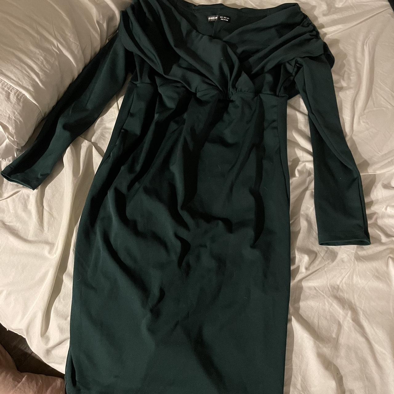 Emerald green off the shoulder dress - Depop