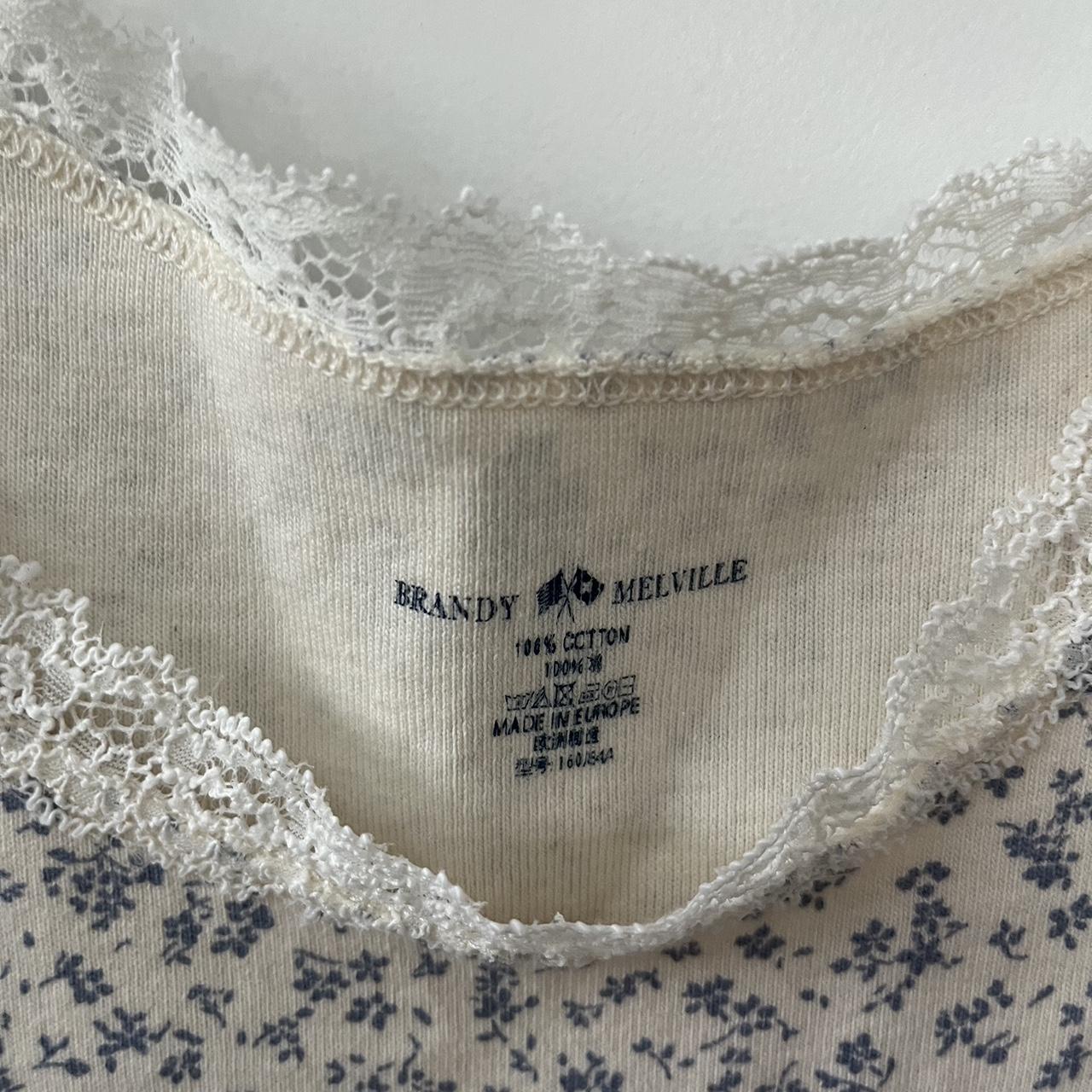 Brandy Melville Floral Print White And Blue Slip Depop