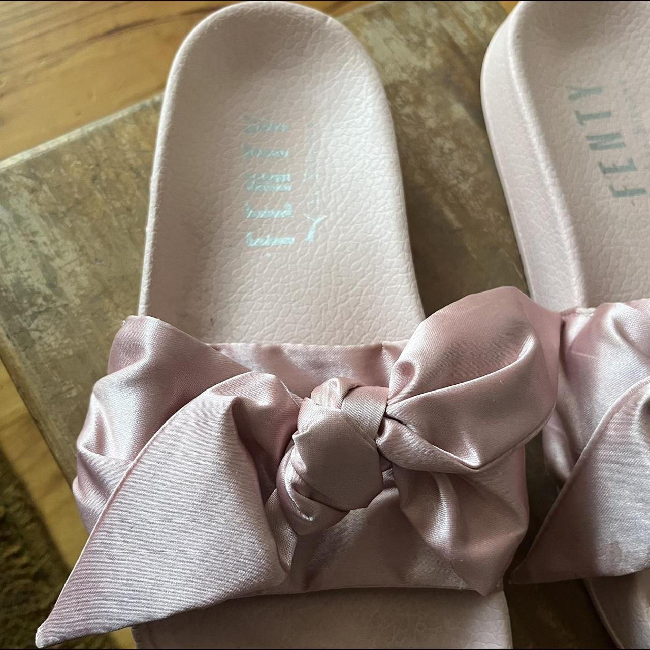 Savage Fenty puma slides With satin pink bow