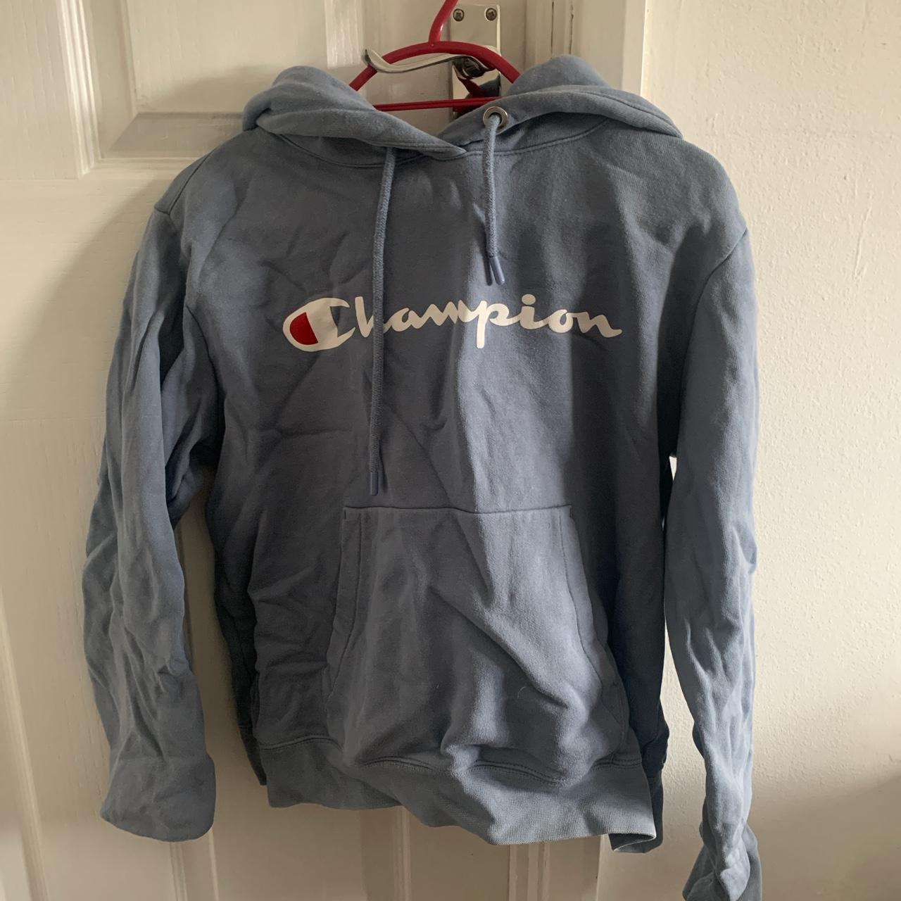 Cutest champion powder blue hoodie Perfect condition... - Depop