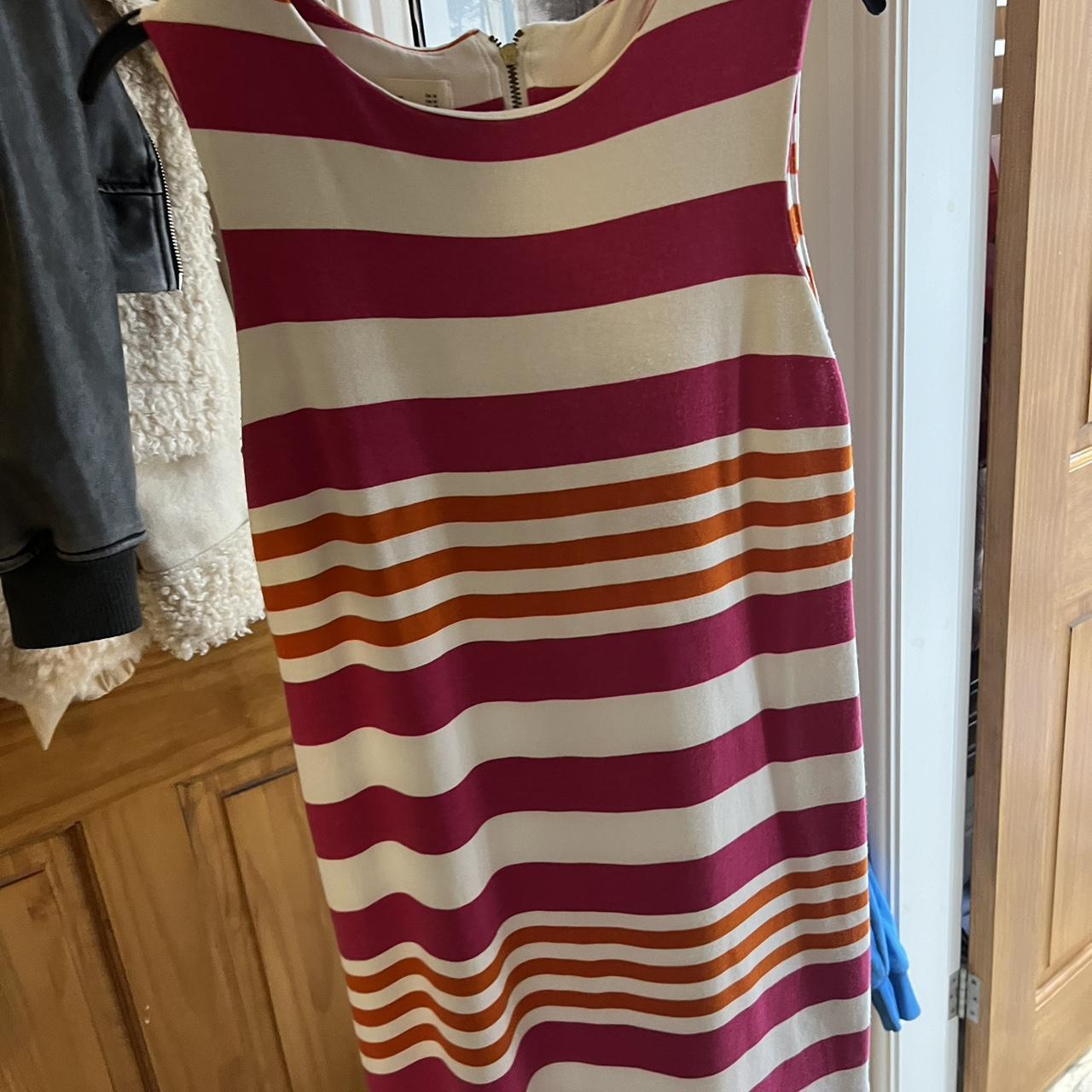 Orange, pink and white striped ‘Zara Knit’ zip back... - Depop