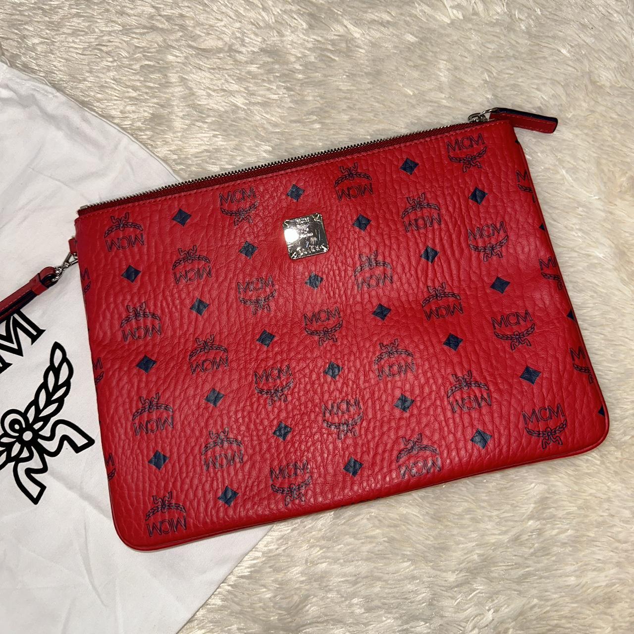 Red MCM pouch With receipt Depop