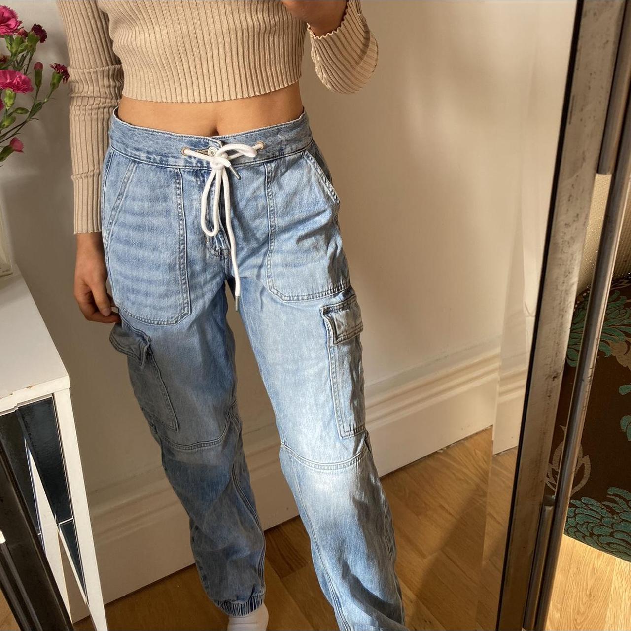 American Eagle cargo style jeans; cuffed at bottom,... Depop