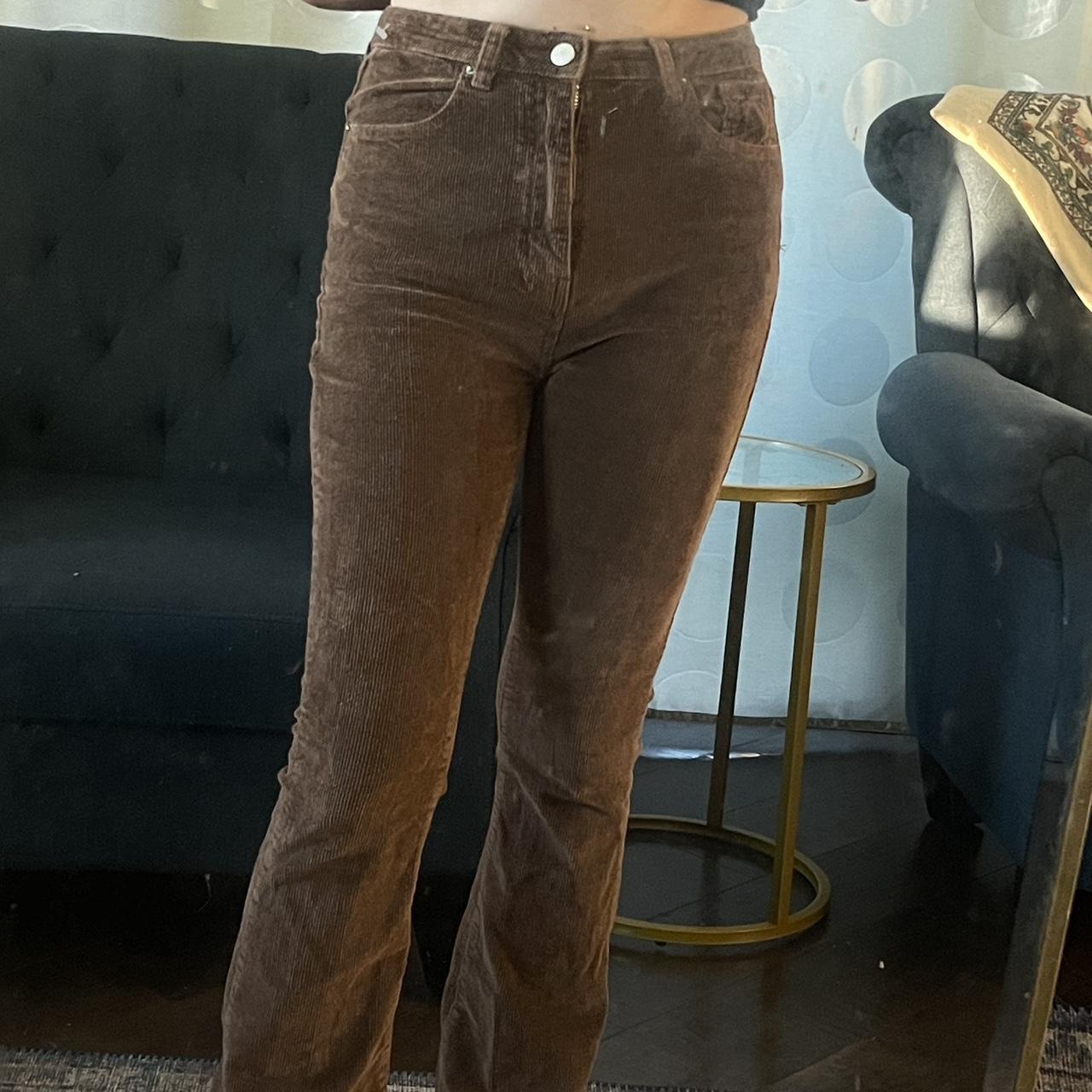 brown corduroy flare pants - Depop