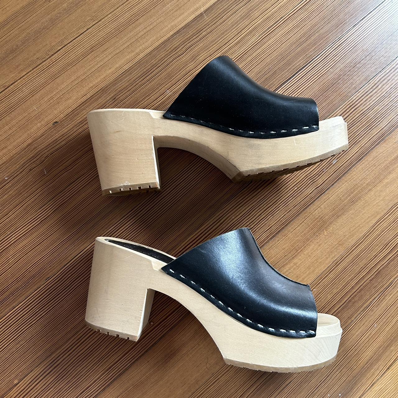 Swedish Hasbeen black leather mule clogs Size... - Depop