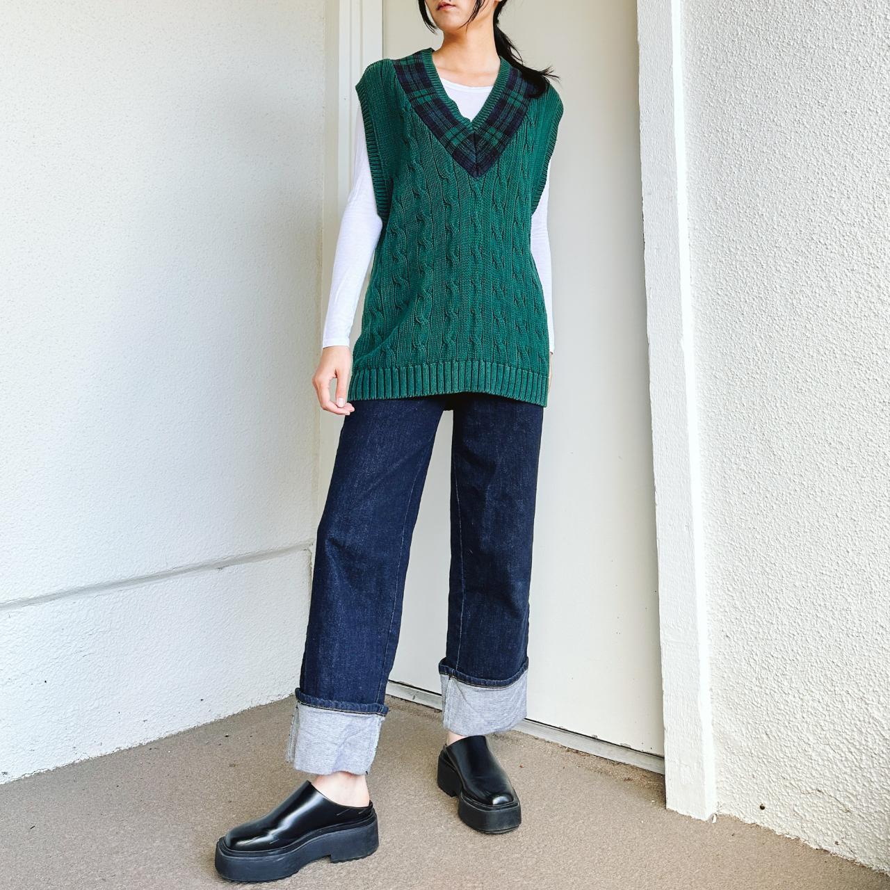 Men's Y2K Gap Sweater Vest, Green sweater vest