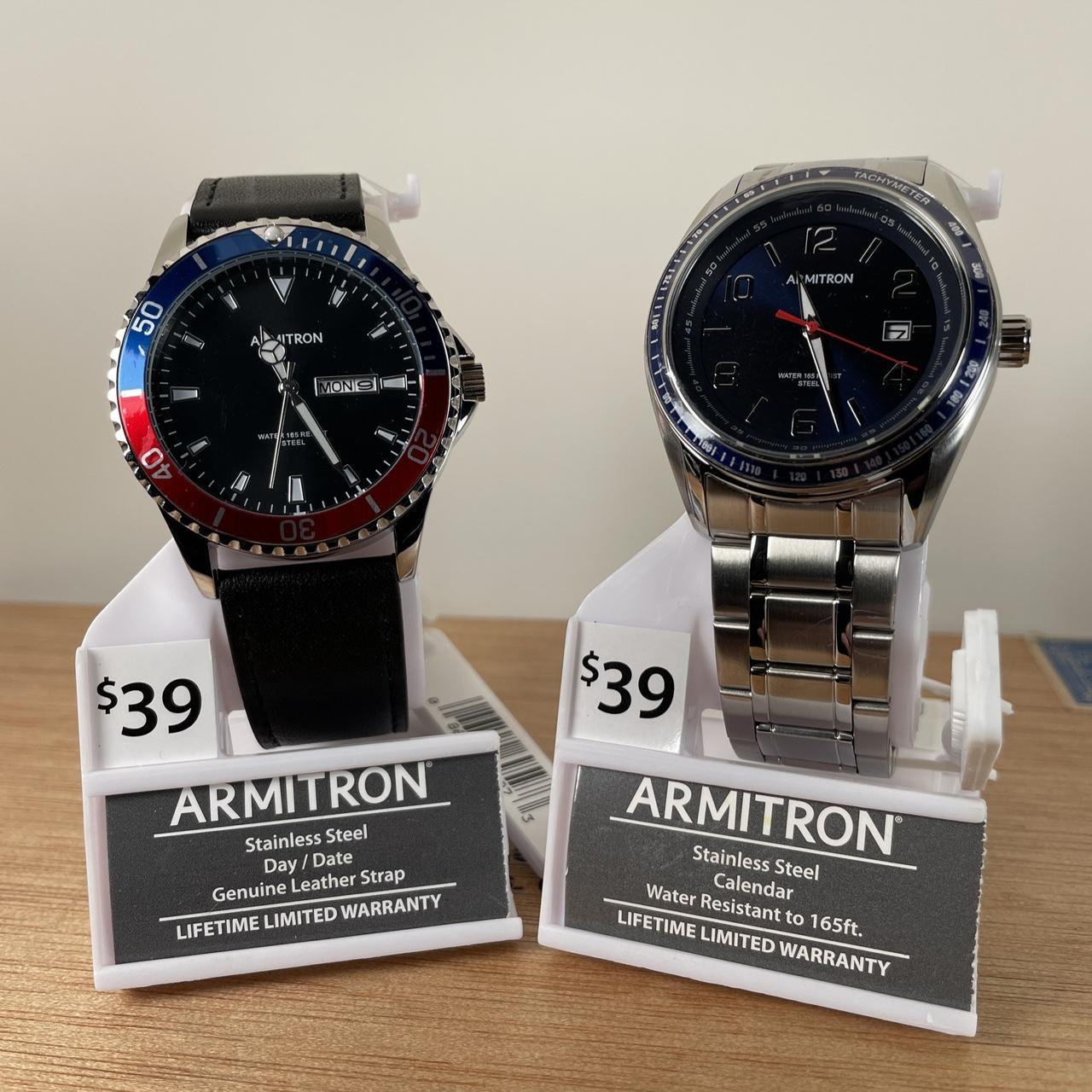 Armitron Men's Dress Blue Face/Bezel Silver Tone... Depop