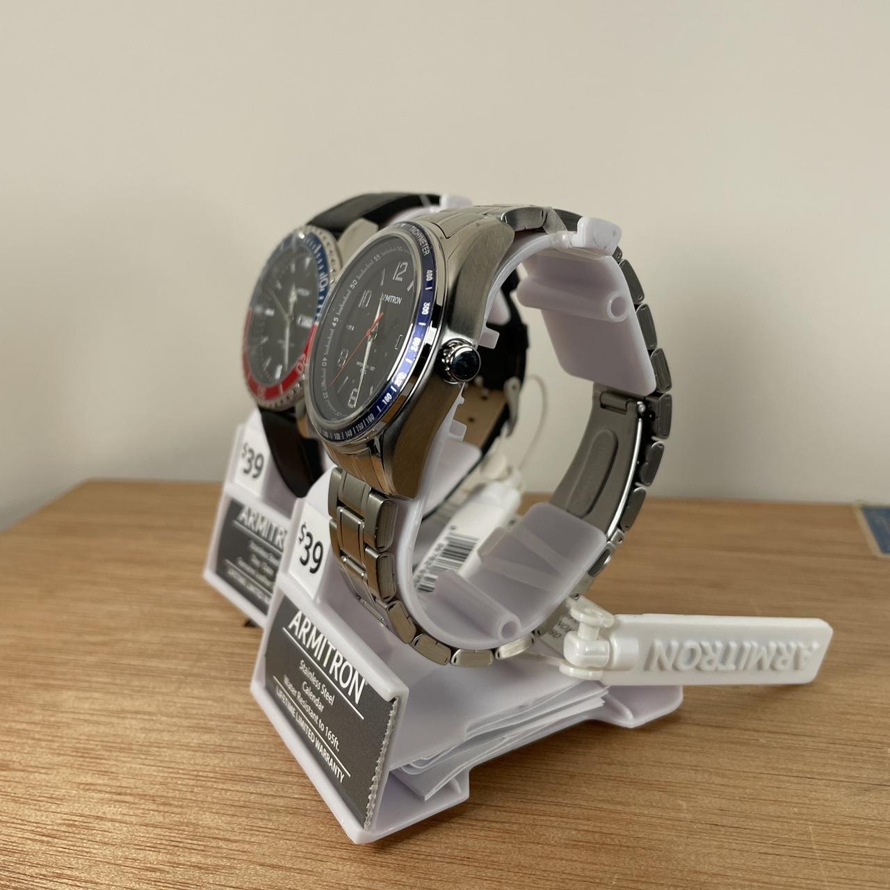 Armitron Men's Dress Blue Face/Bezel Silver Tone... Depop