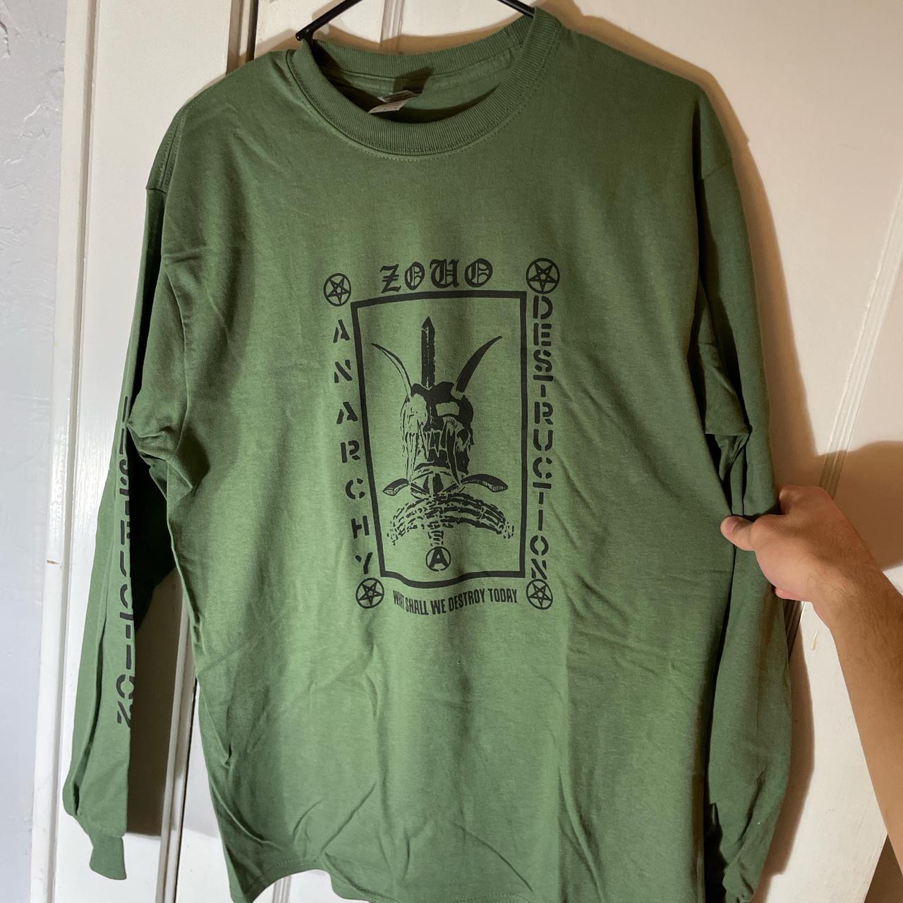 ZOUO long sleeve band t shirt, size medium on army... Depop