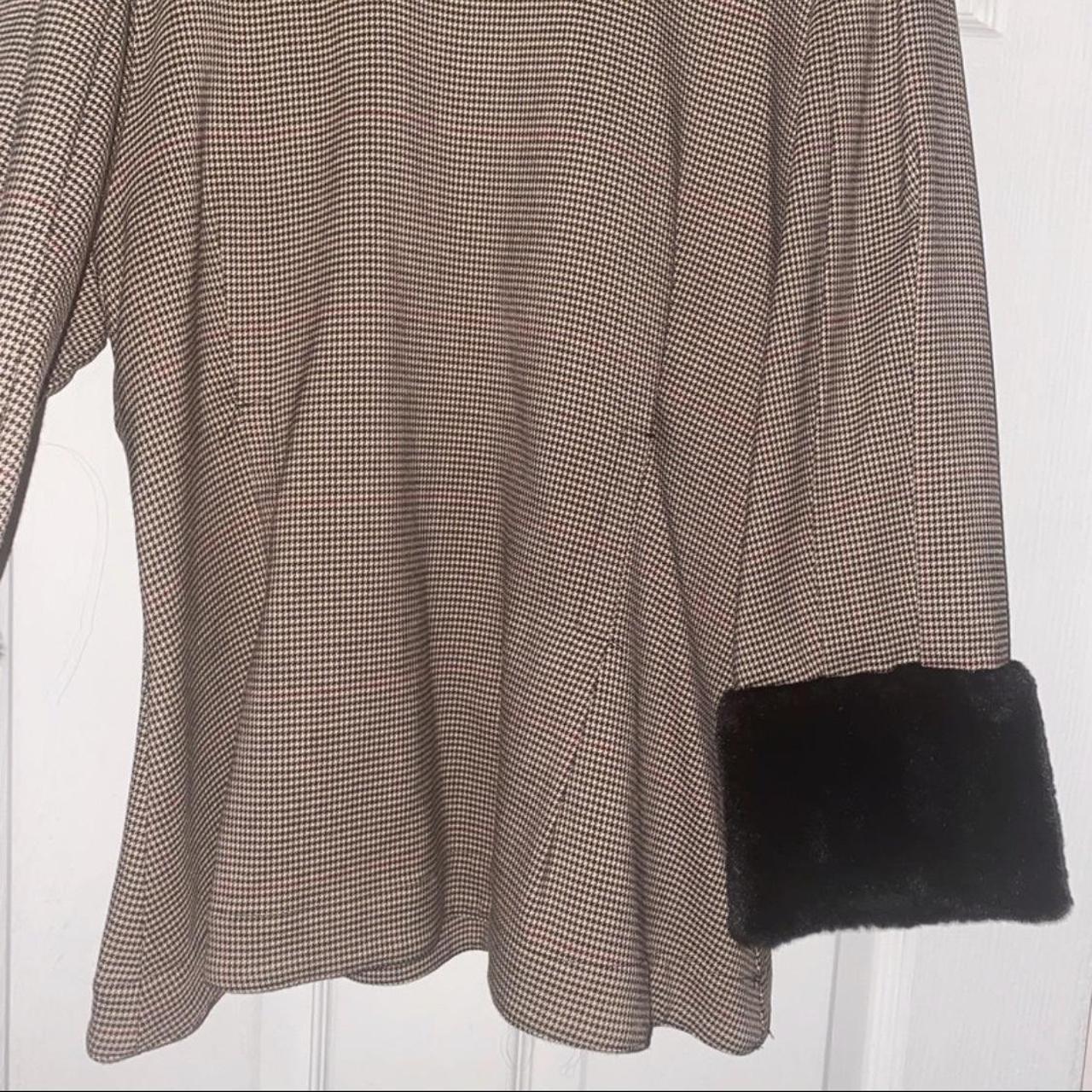 Zara tweed peplum top with faux fur cuffs Size M - Depop