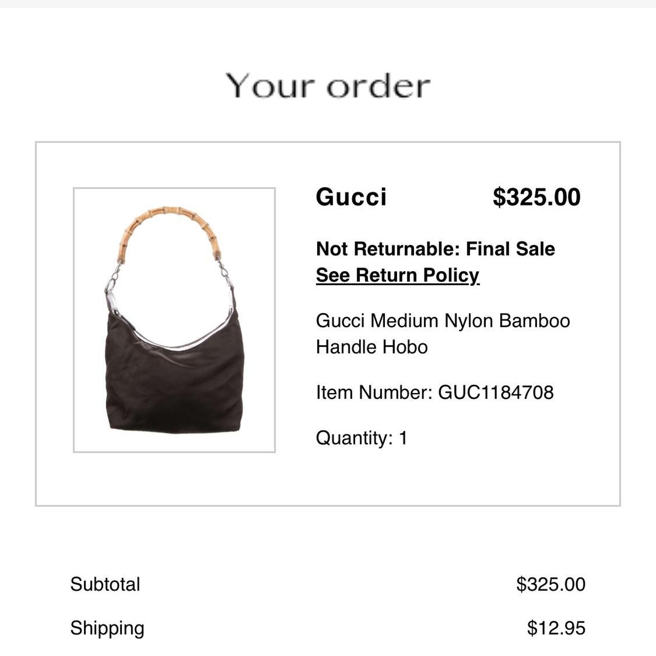 Gucci Vintage Nylon Bamboo Handle Hobo Bag