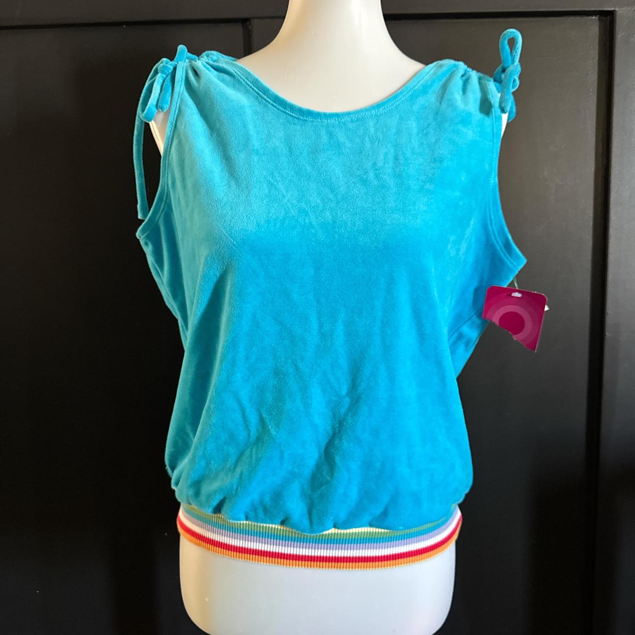Xhilaration Women's Tank top - Blue/Multi - XL – Blue velvet tank top with rainbow stripe …