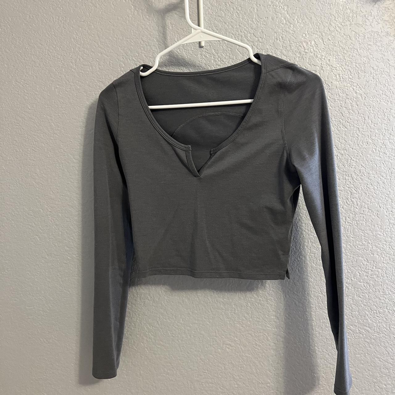 Lululemon Cropped Henley Long, Sleeve Shirt, Heathered...