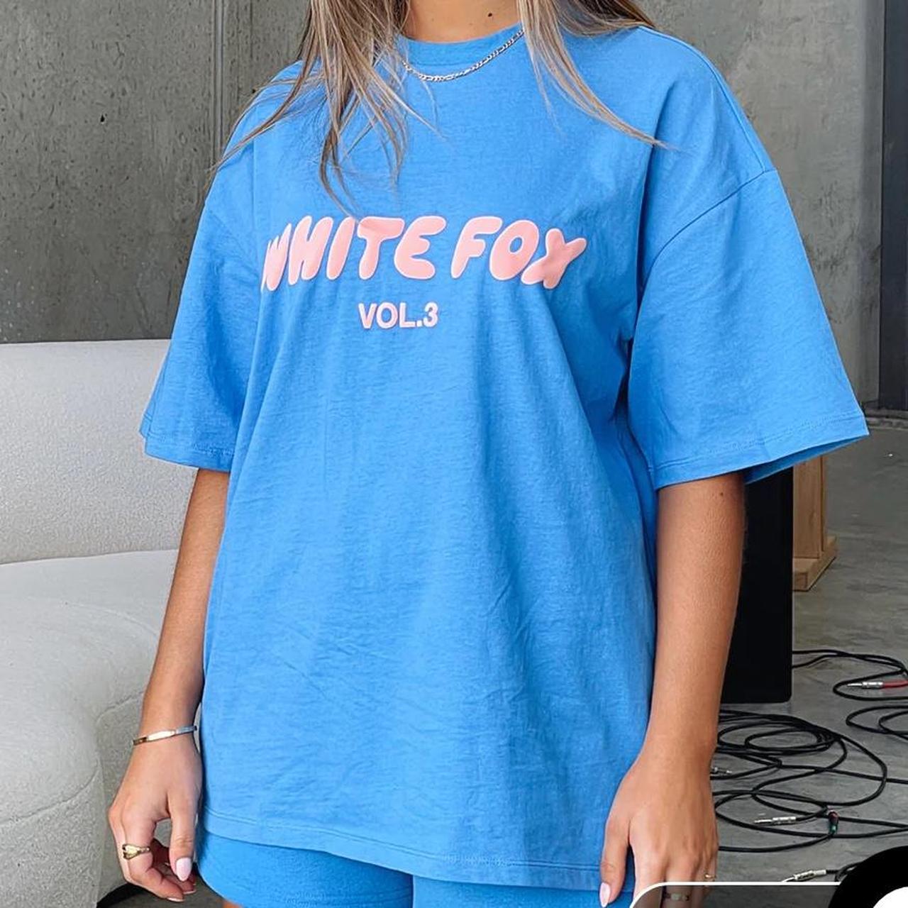 White fox Offstage Oversized T shirt Azure. Blue - Depop