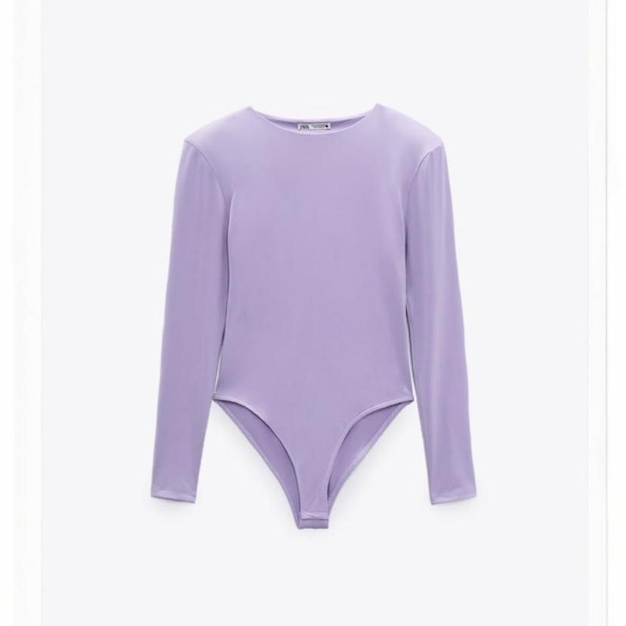 Zara bodysuit with shoulder pads in lilac. Size M.... Depop