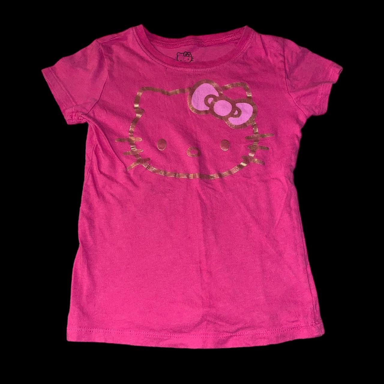 Pink y2k hello kitty baby tee Gold kitty... - Depop