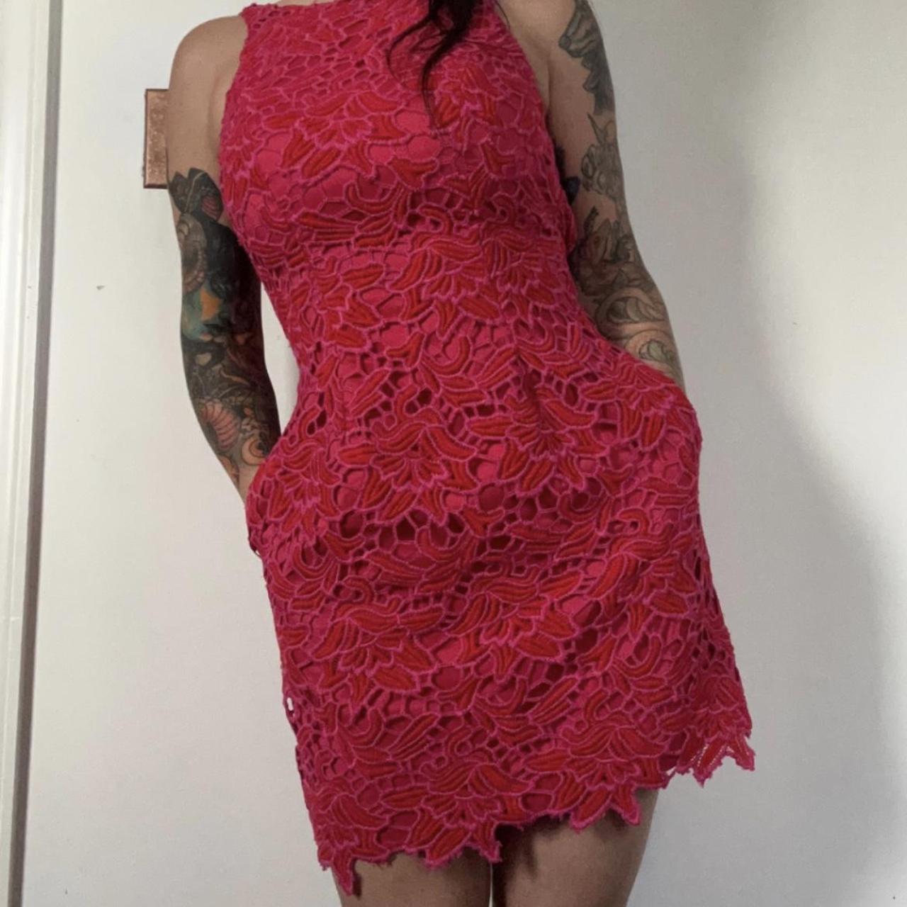 Aidan Mattox Women's Pink and Red Dress (4)