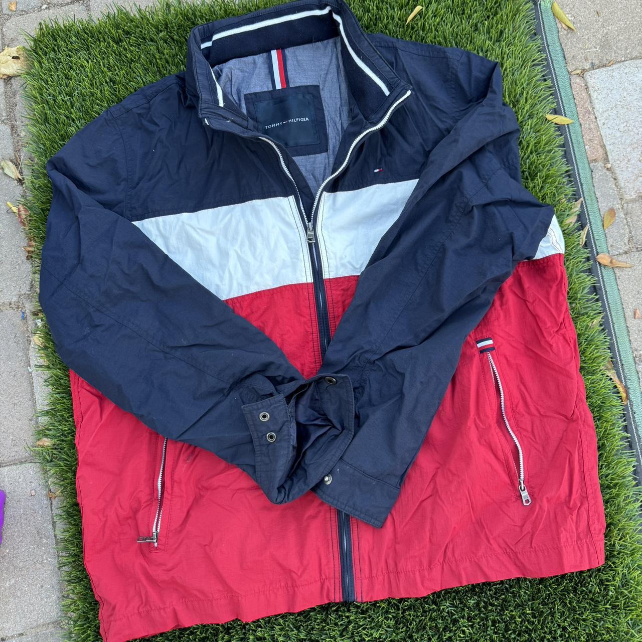 Tommy Hilfiger Zip up windbreaker No size tag but... - Depop