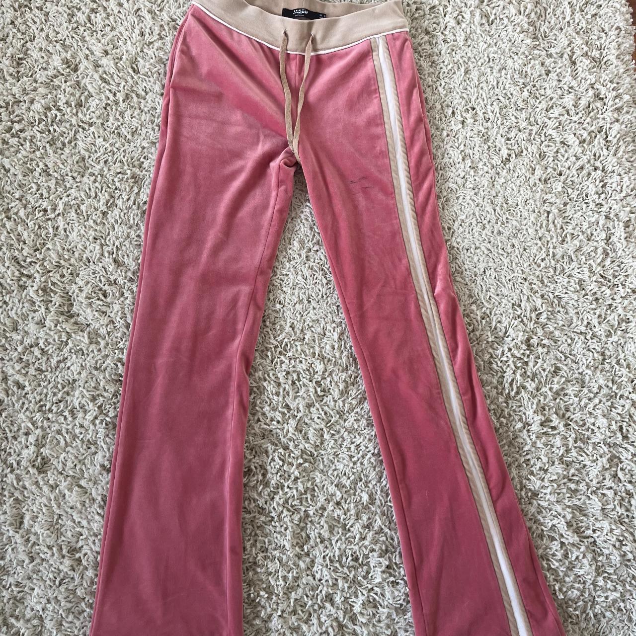 Jaded London Women's Cream and Pink Joggers-tracksuits | Depop