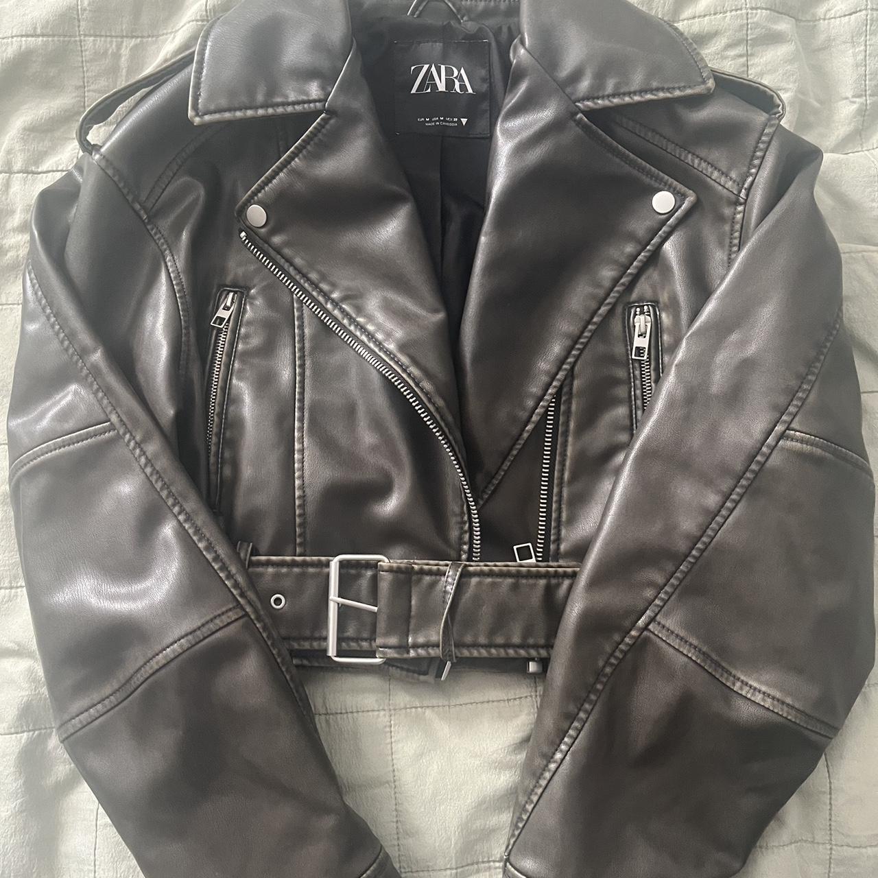 zara white faux leather biker jacket #zara