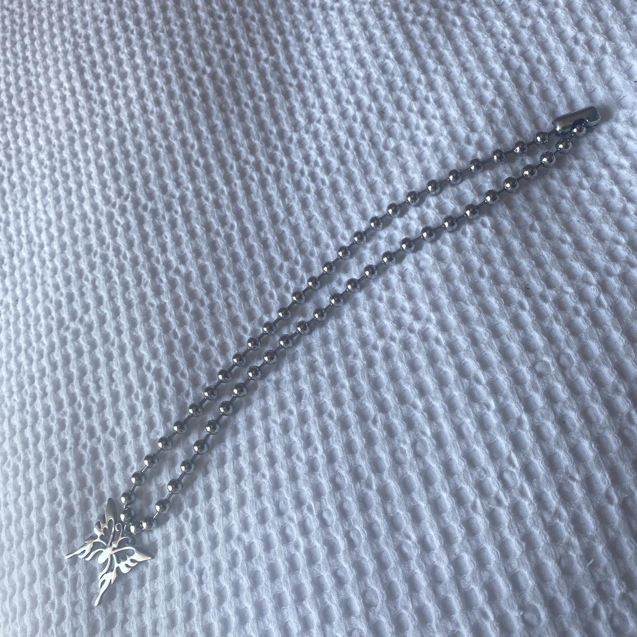 Stainless Steel Butterfly Necklace Ball chain - Depop