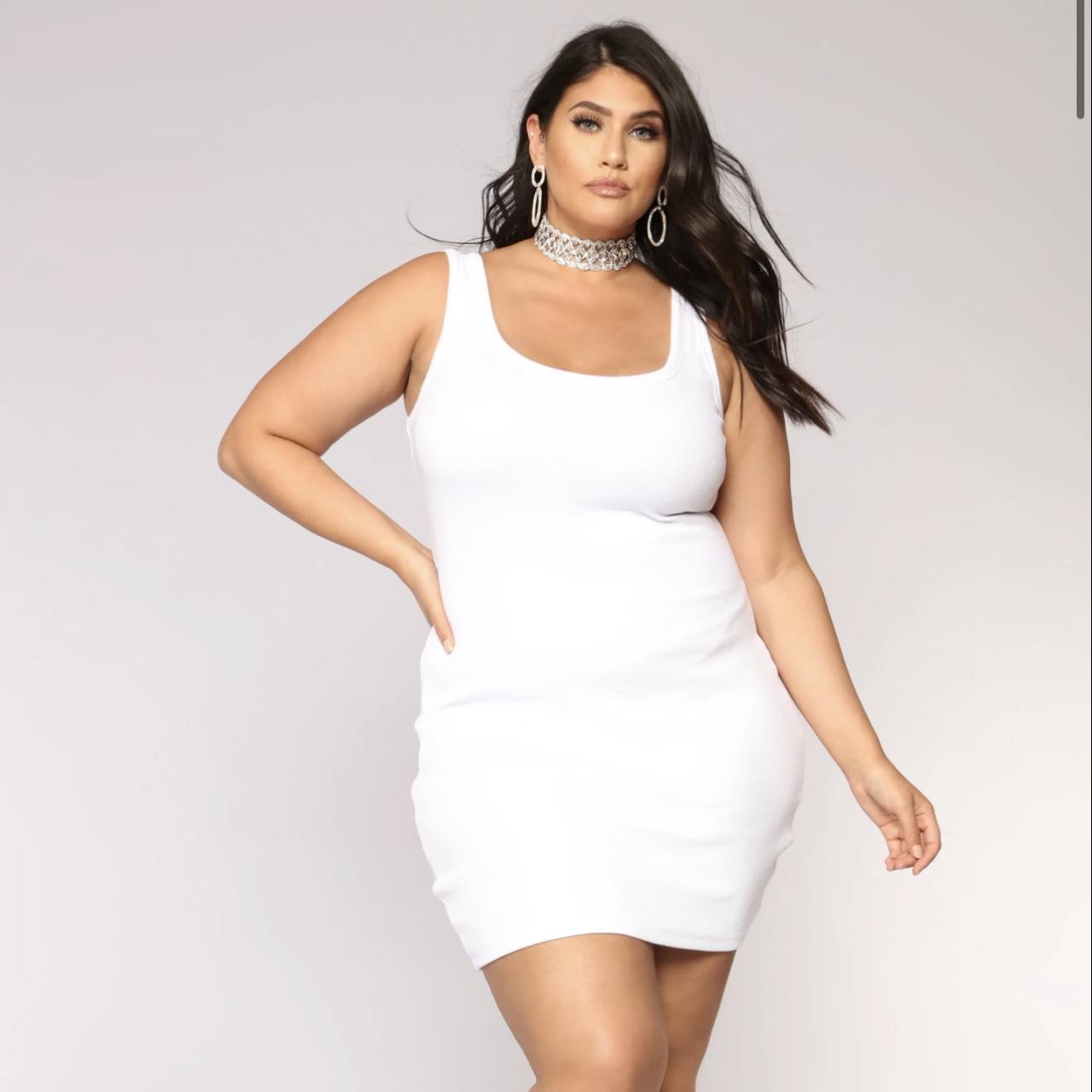 plus size white tank top dress , very cute / sexy... - Depop