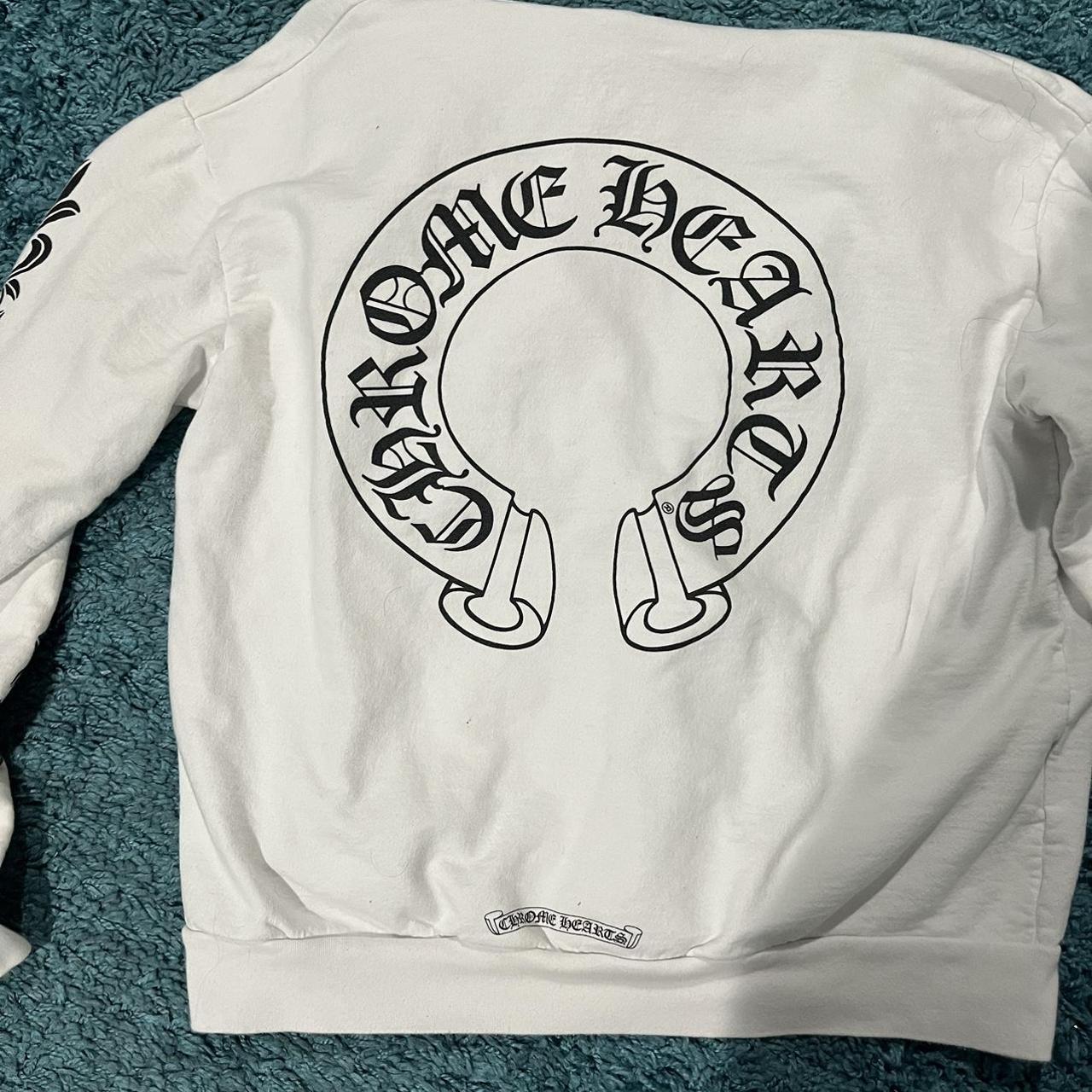 white chrome hearts zip up hoodie size: XS (fits | Depop white chrome hearts zip up hoodie size: XS (fits | Depop