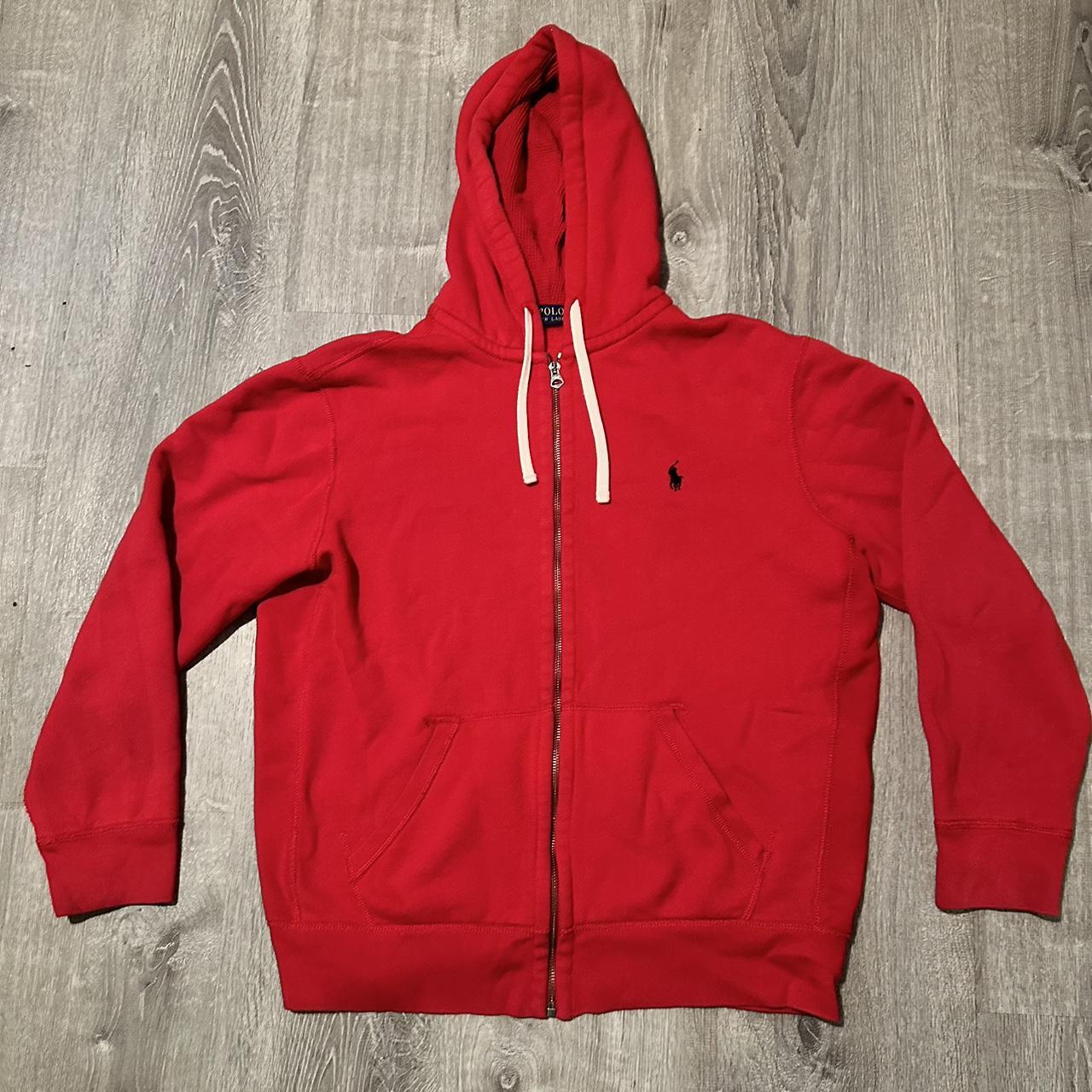 Polo Ralph Lauren Men's Red and Black Hoodie | Depop