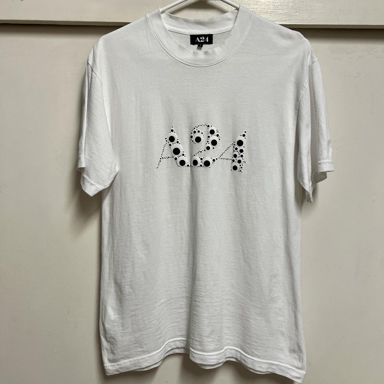 A24 White Googly Eye Puff Print Logo Tee, White puff...