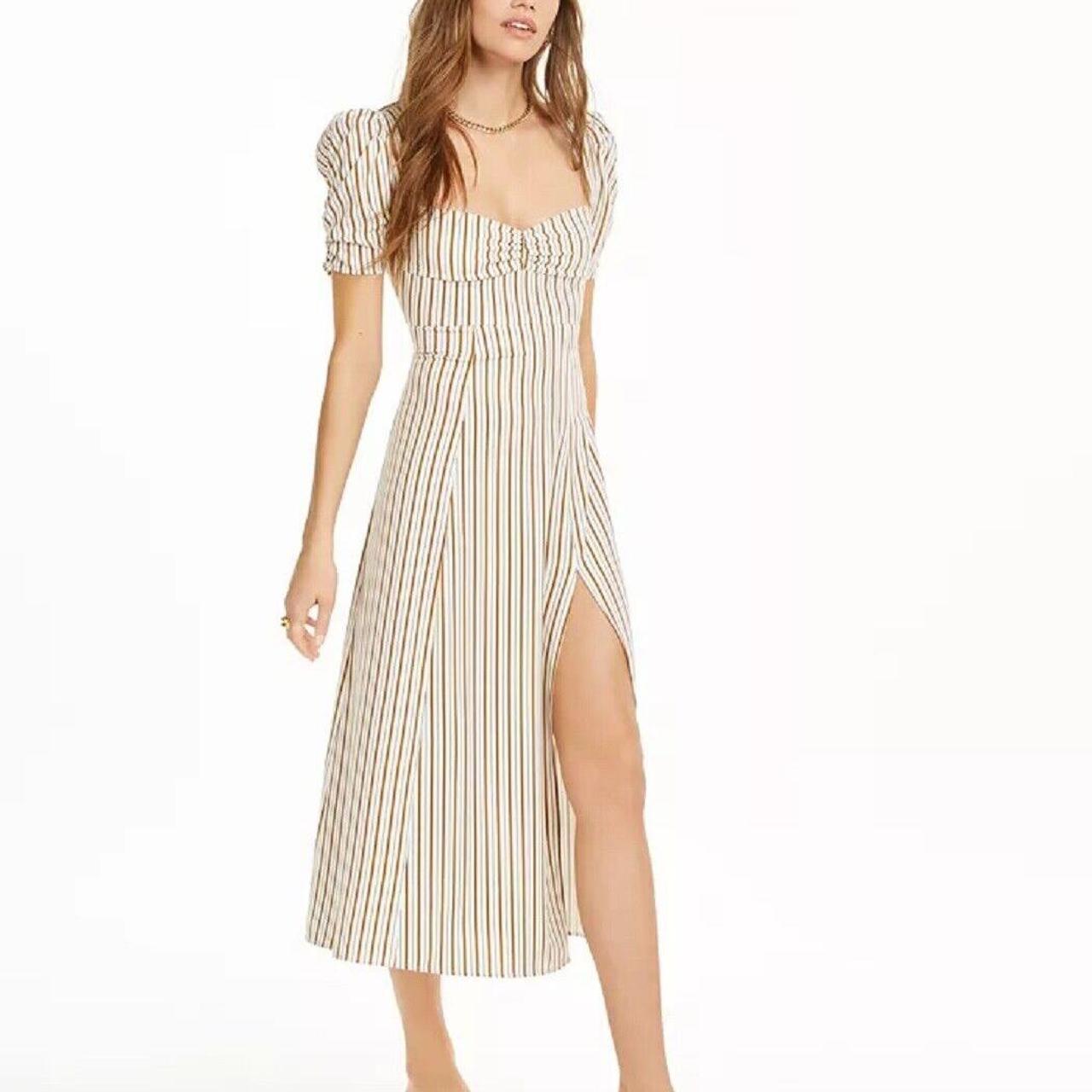 Macy's Women's Tan and Cream Dress Depop