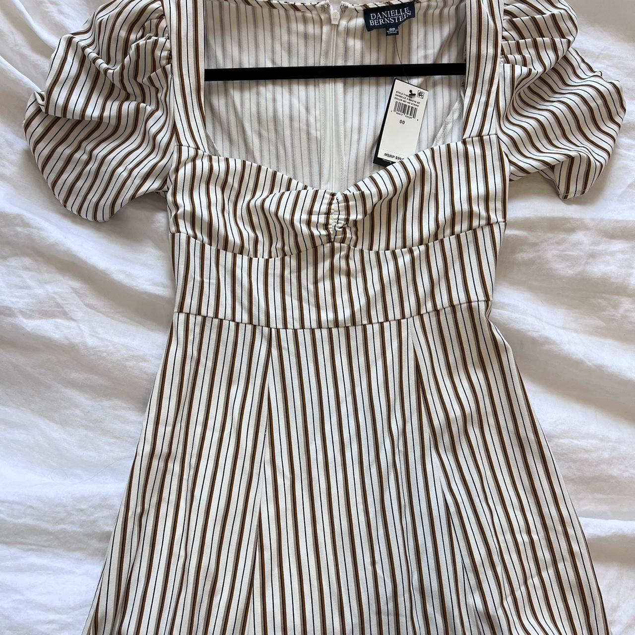 Macy's Women's Tan and Cream Dress | Depop