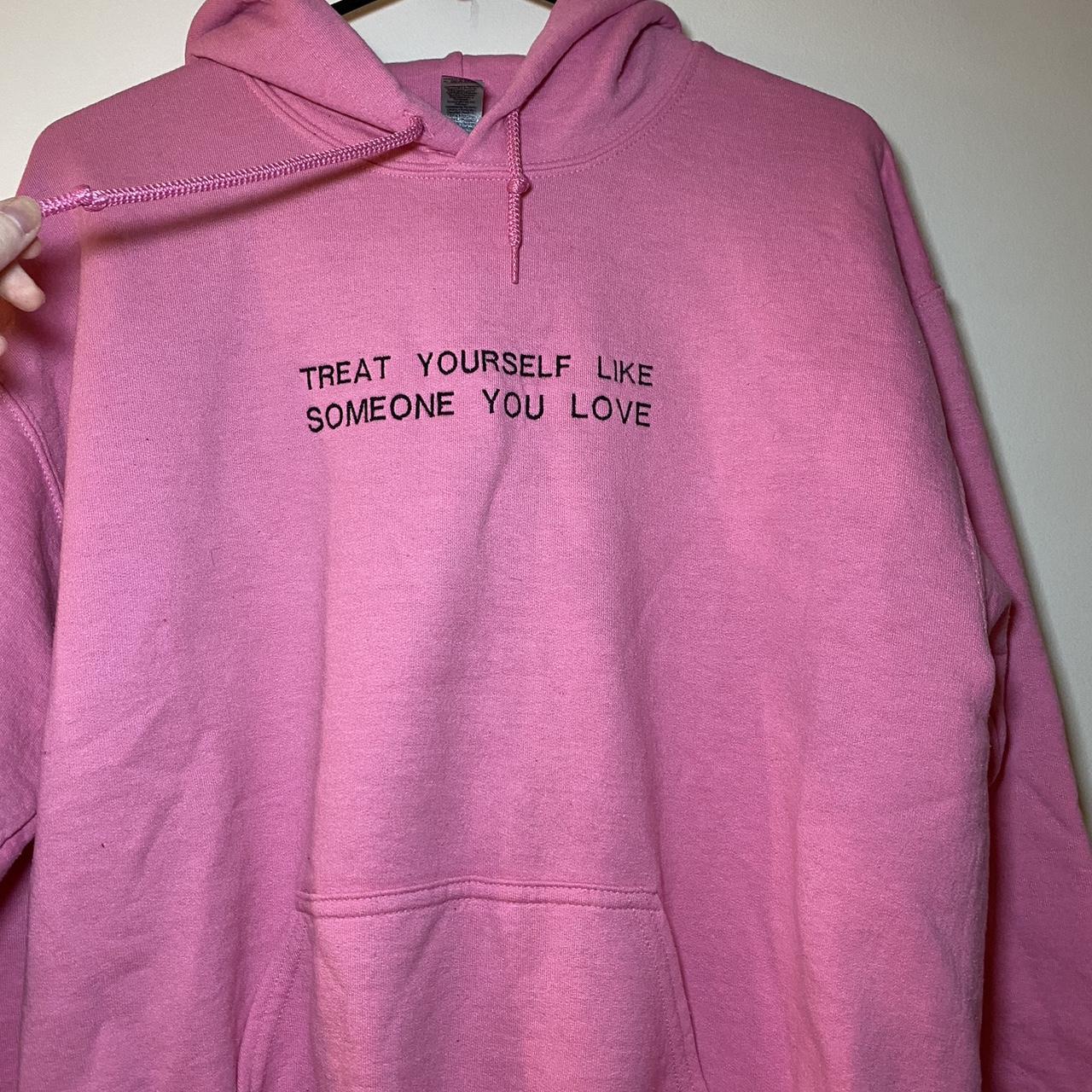 Gildan Men's Pink and Black Hoodie | Depop