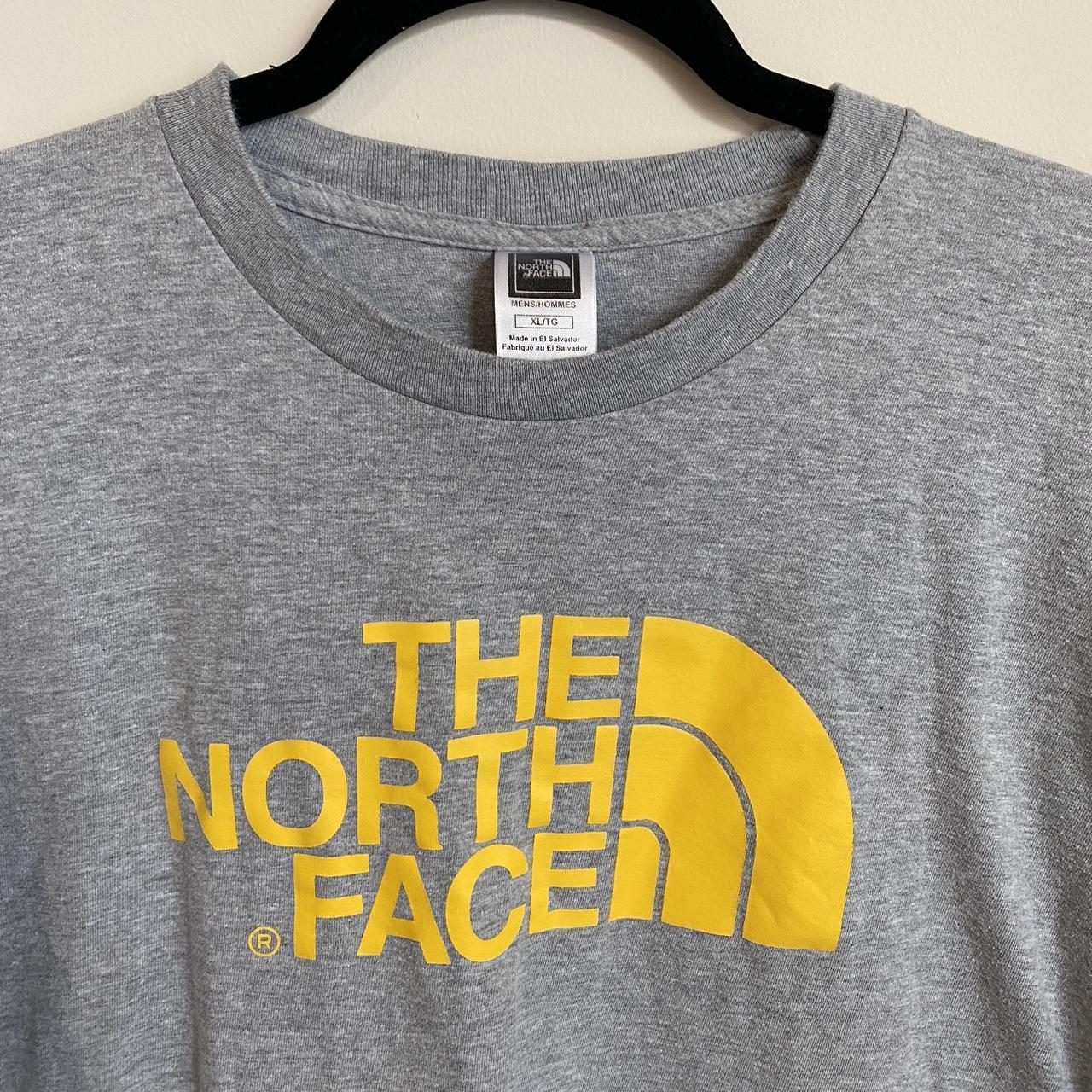 The North Face Men's Grey and Yellow T-shirt | Depop