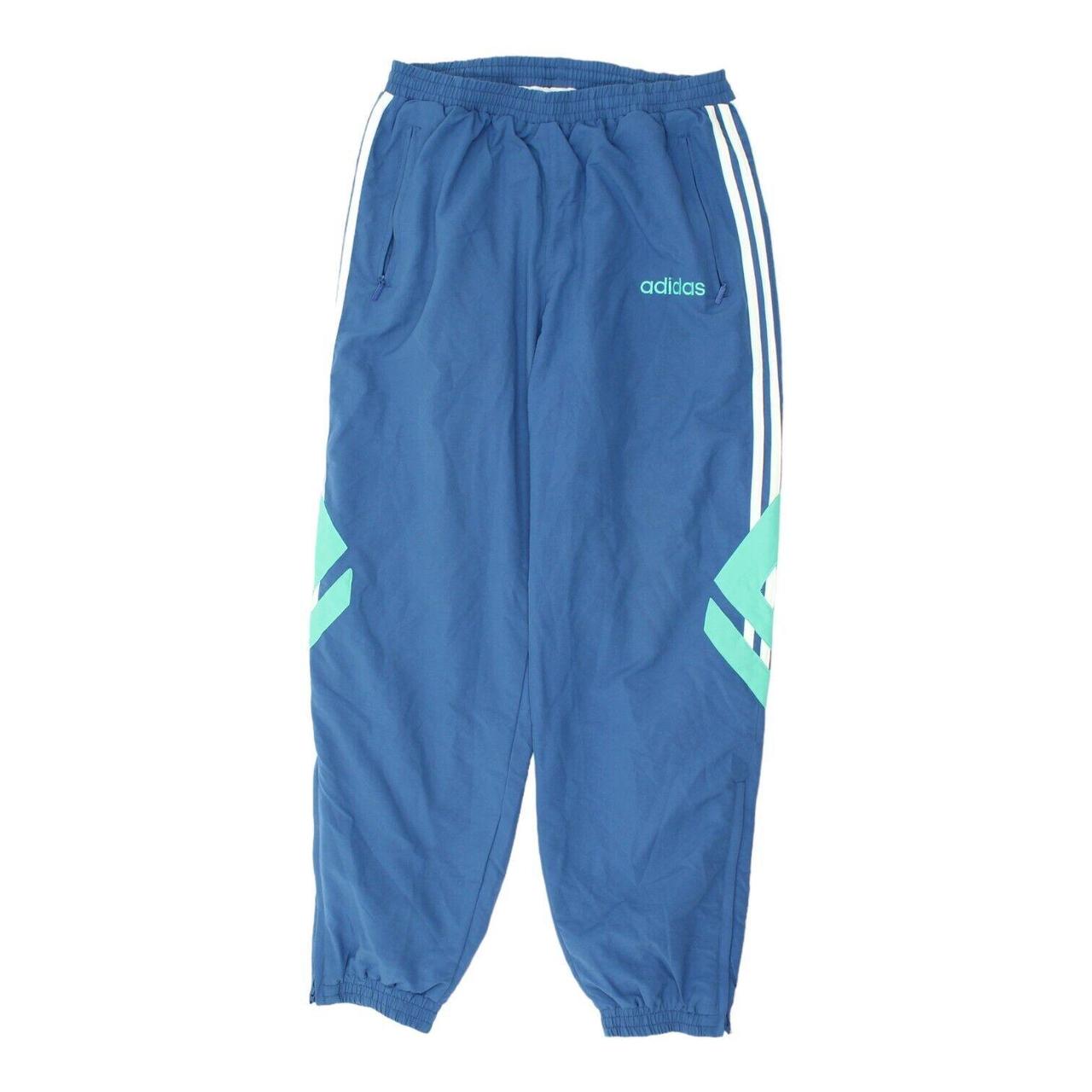 Adidas Mens Blue Tracksuit Bottom Trousers Vintage... Depop