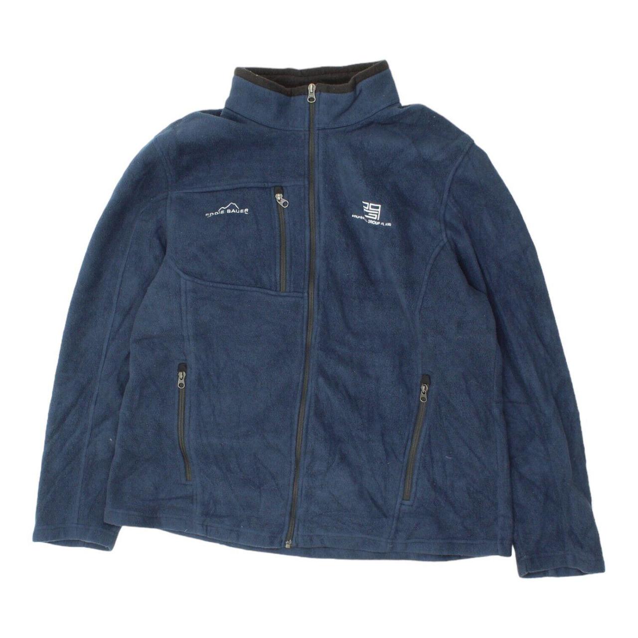 Eddie Bauer Mens Navy Blue Full Zip Fleece Jacket Depop