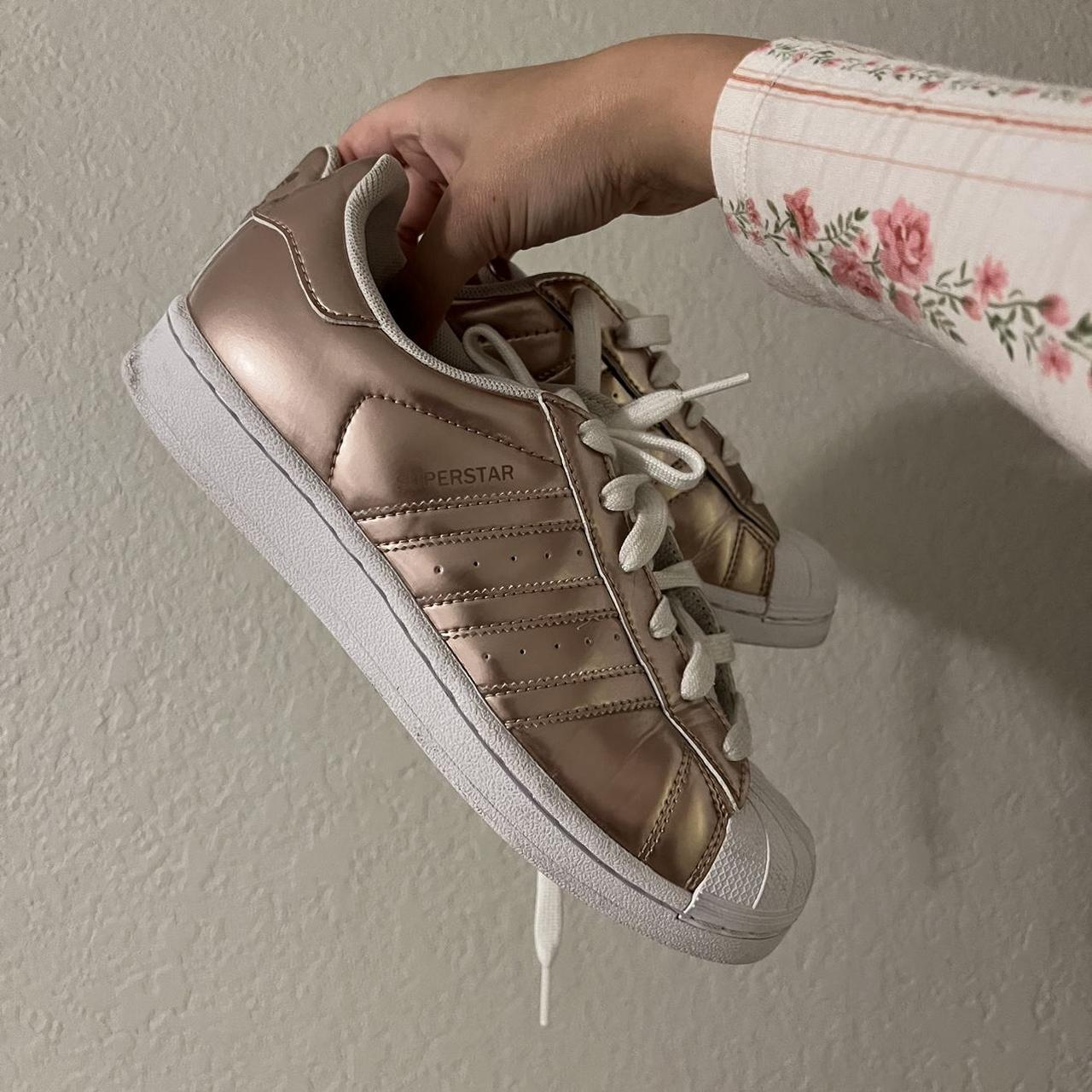 rose gold adidas superstars. Worn once. Size 7.5. Depop