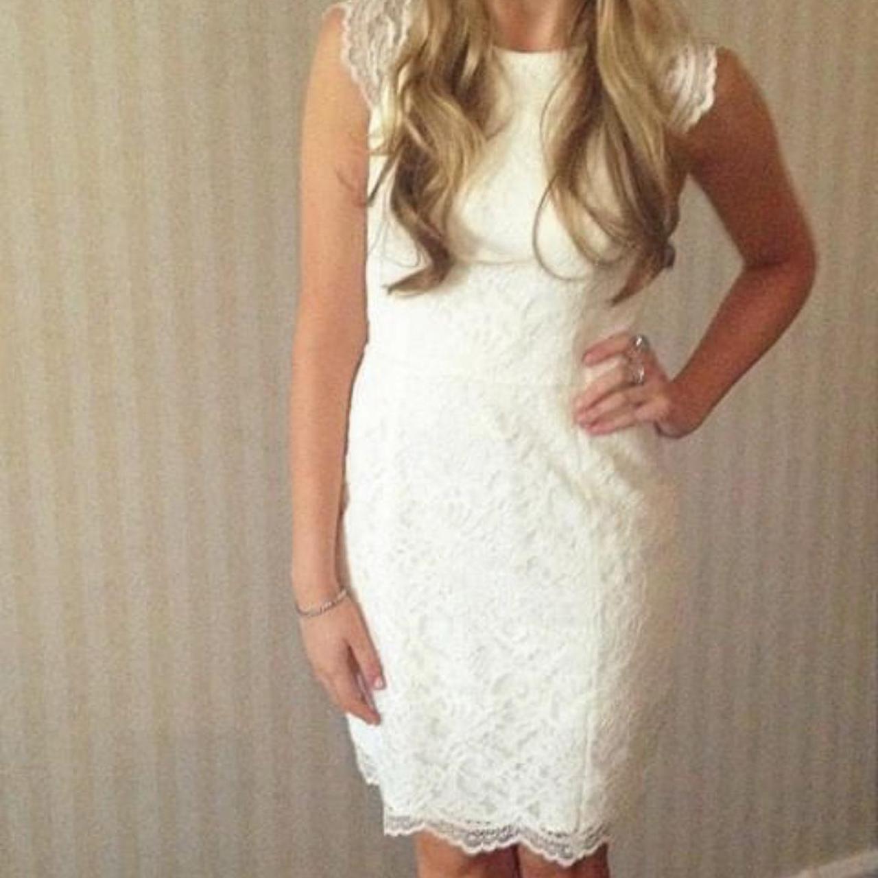 Forever New white lace dress with satin lining. Worn... - Depop