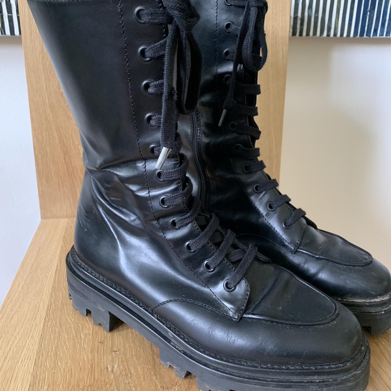 Military style boots by cult label Uterque. Zip on... - Depop