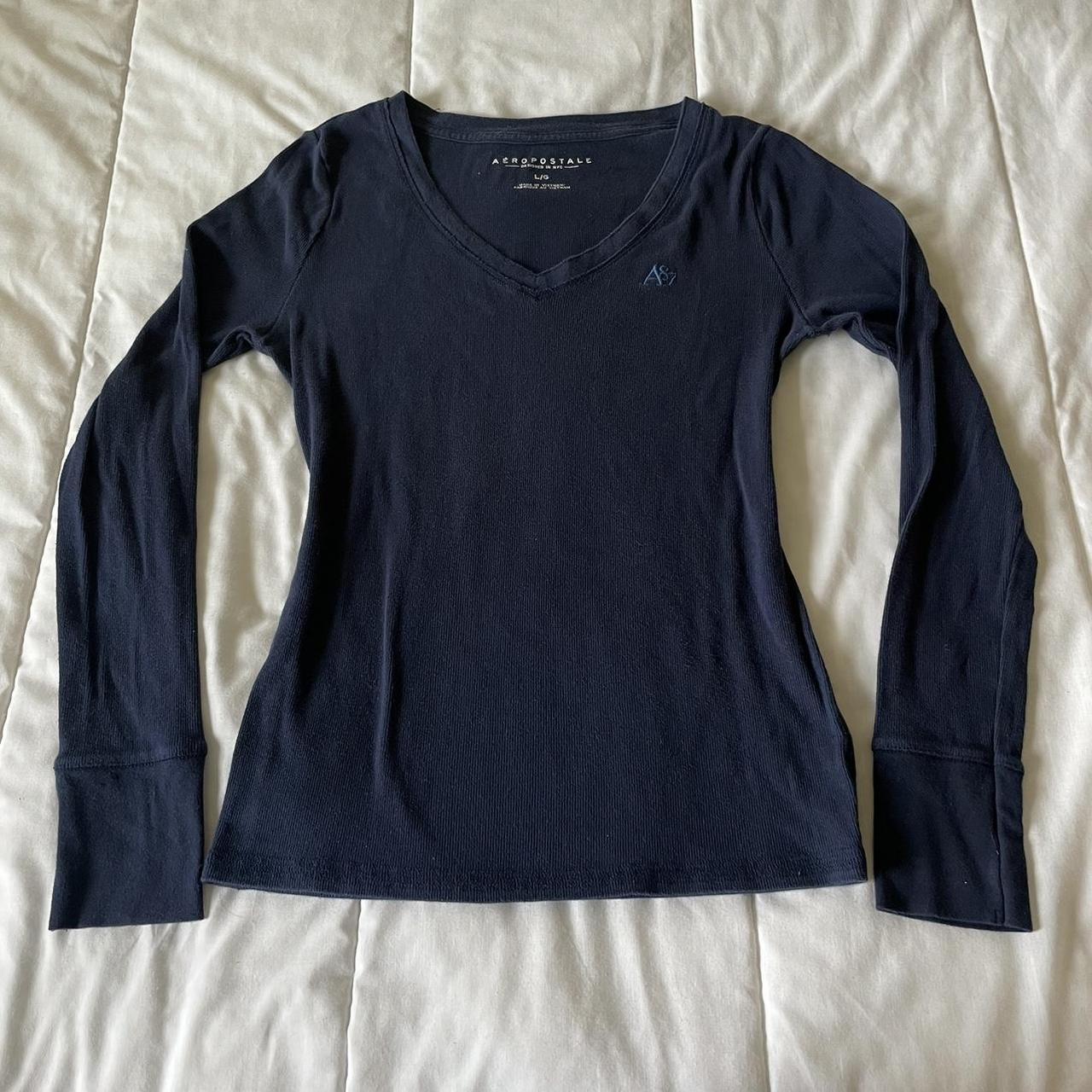 Aeropostale Women's Navy and Blue Shirt | Depop