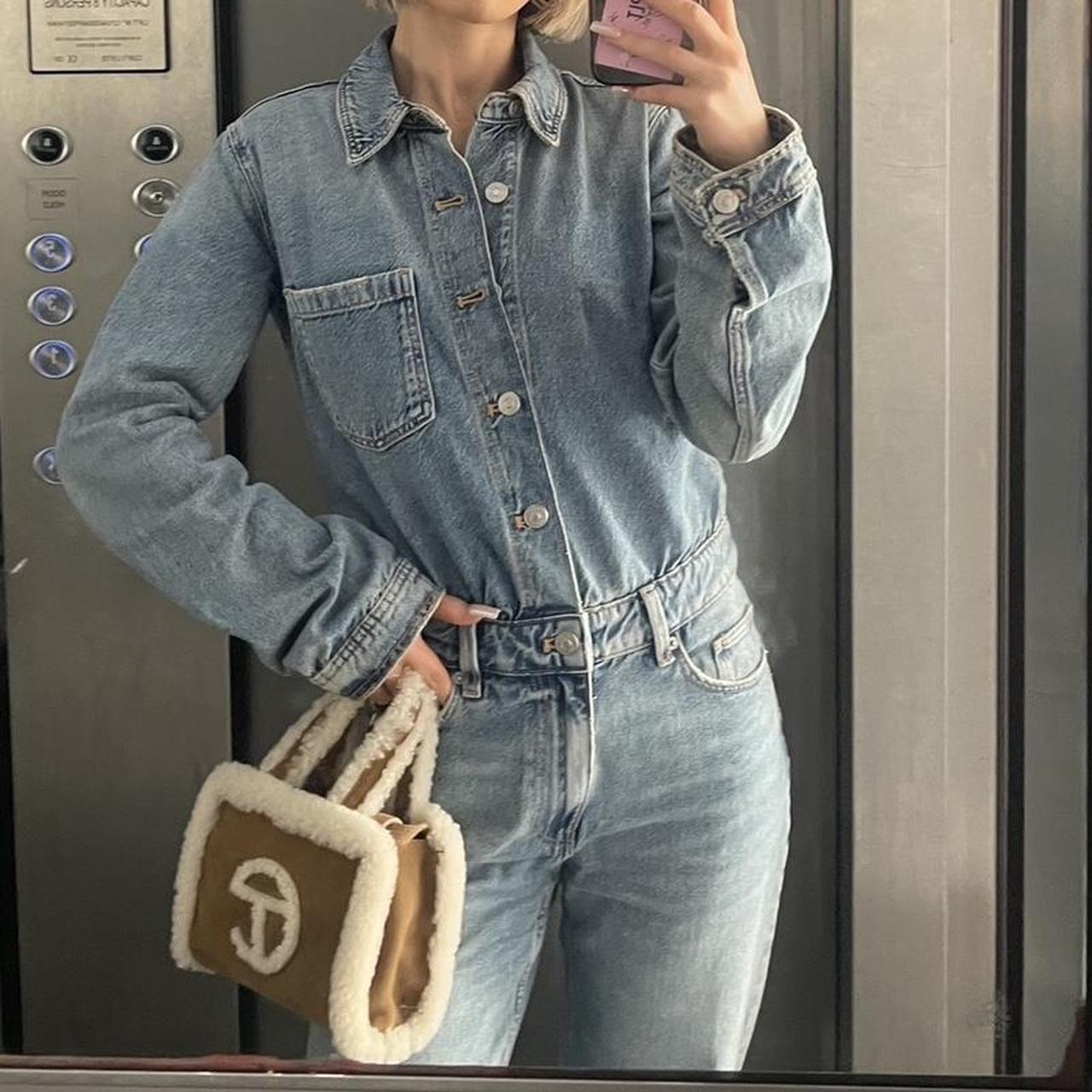 Zara Denim Jumpsuit Boilersuit, Collared