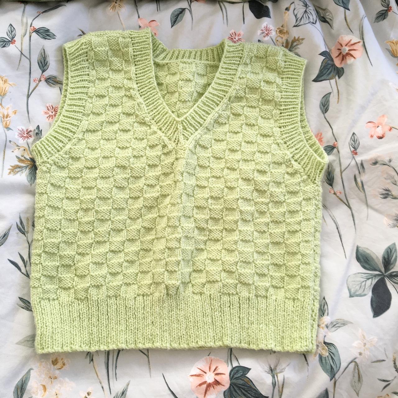 Perfect handmade apple green sweater vest... - Depop