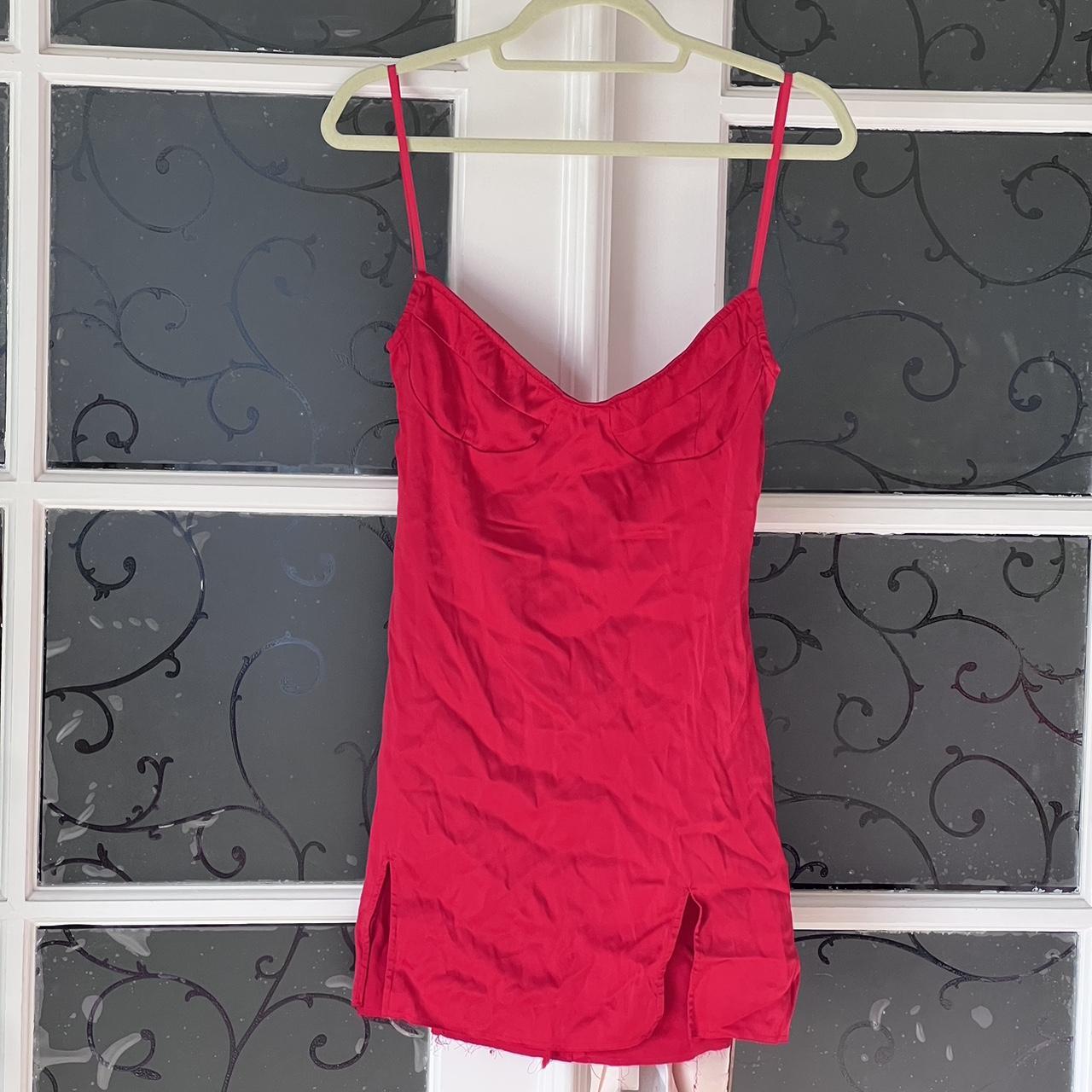 Pretty red silk dress from Are You Am I - Depop