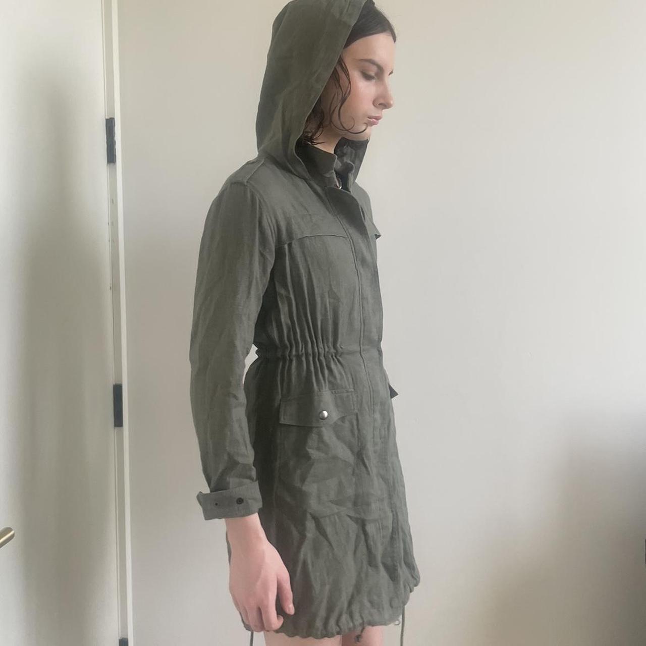 such pretty green military jacket with hood... Depop