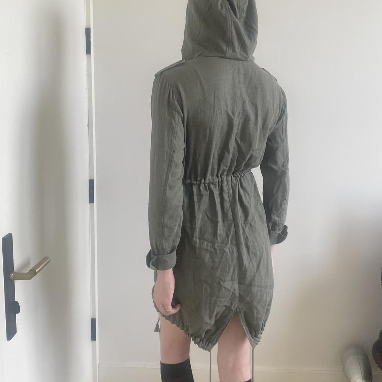 such pretty green military jacket with hood... Depop